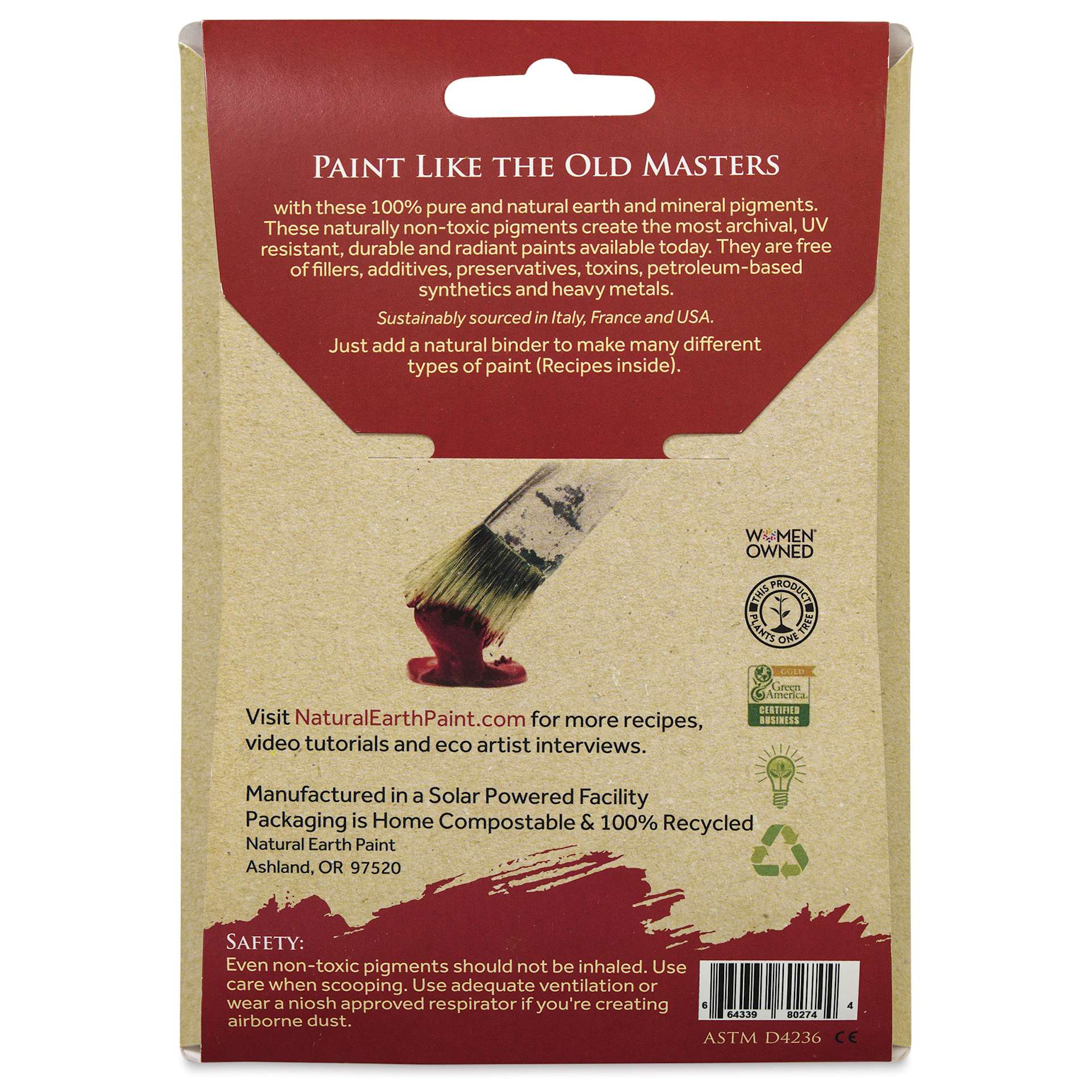 Natural Earth Paint Earth & Mineral Pigment - Titanium White Rutile, 3 oz back