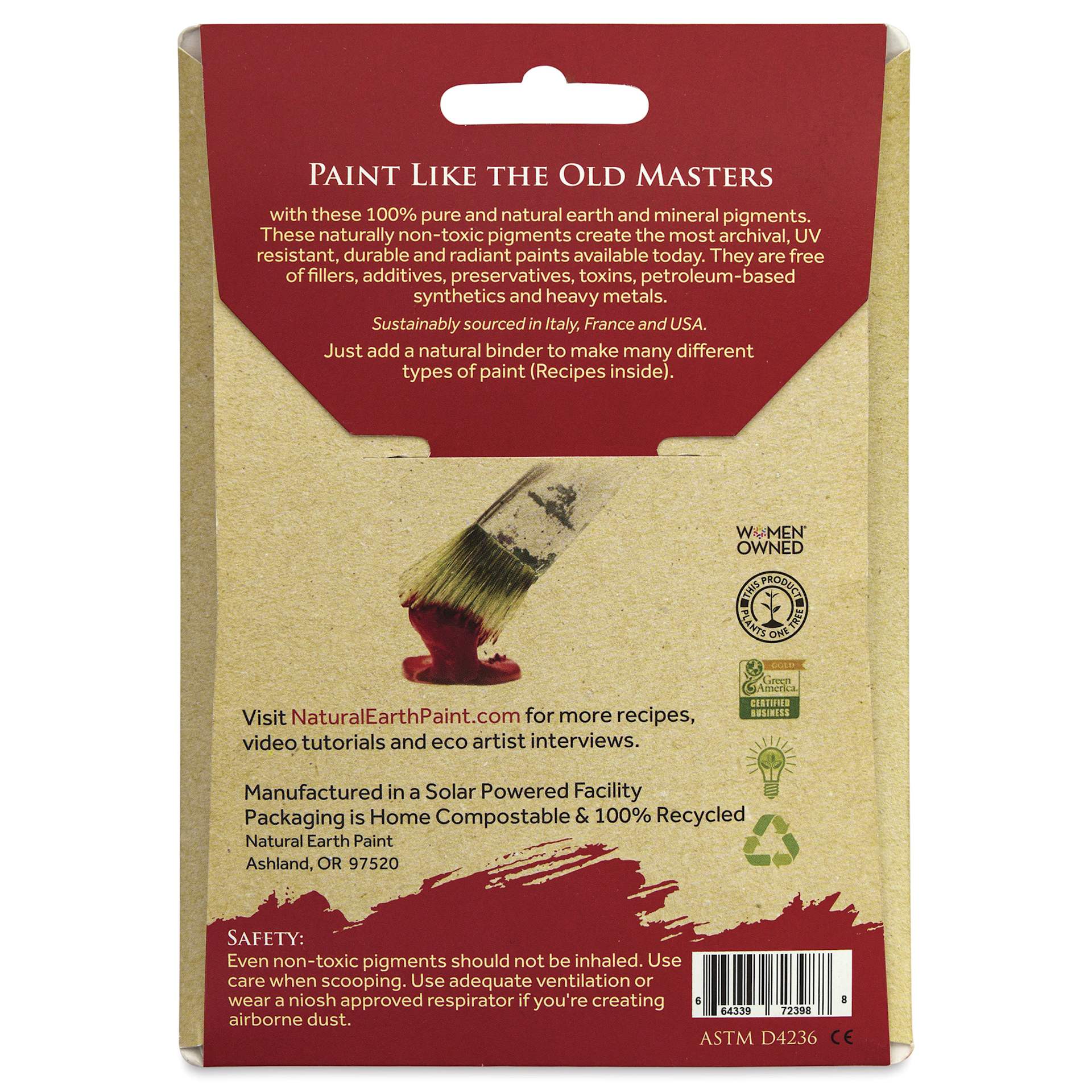 Natural Earth Paint Earth & Mineral Pigment - Black Ochre, 3 oz back