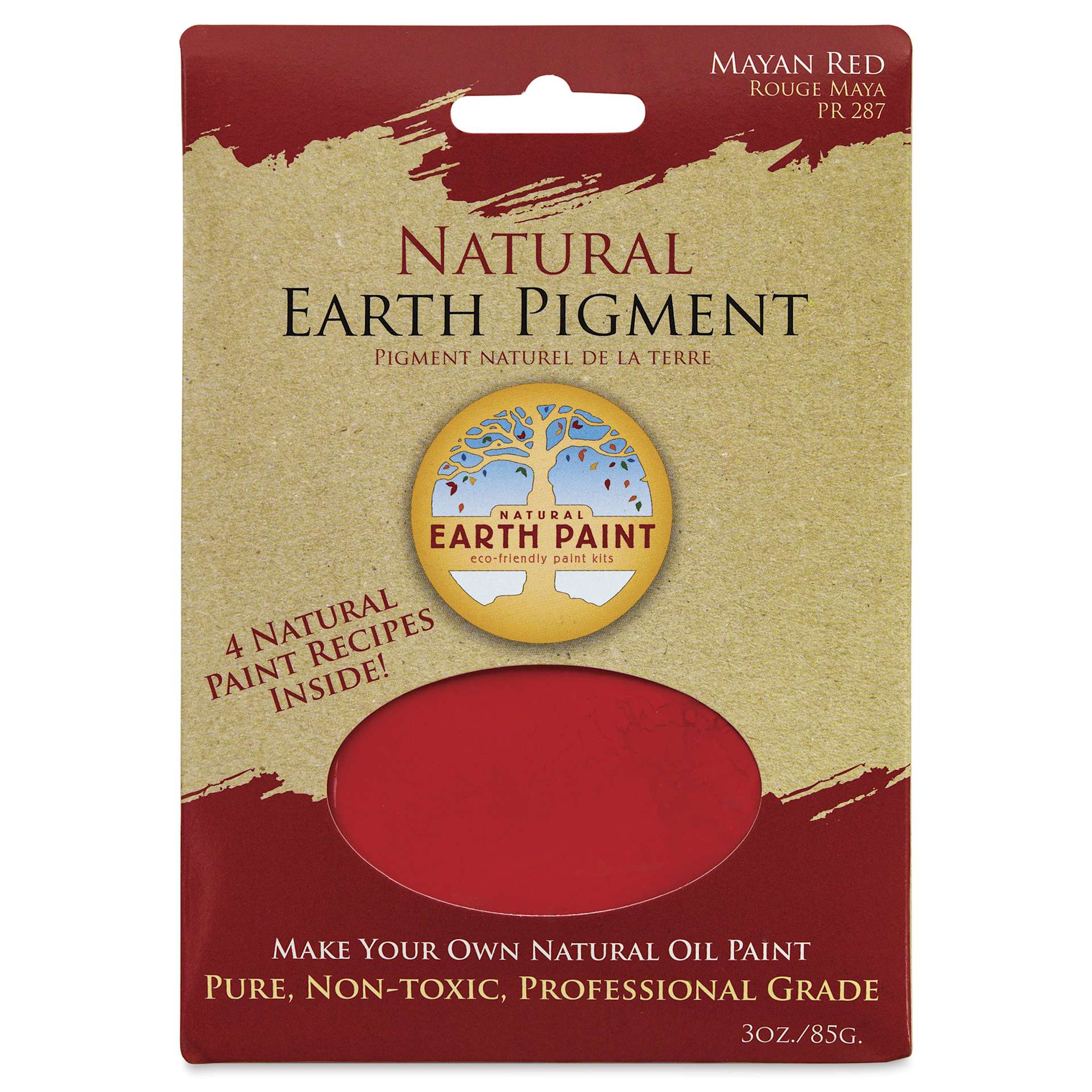 Natural Earth Paint Earth & Mineral Pigment - Mayan Red, 3 oz
