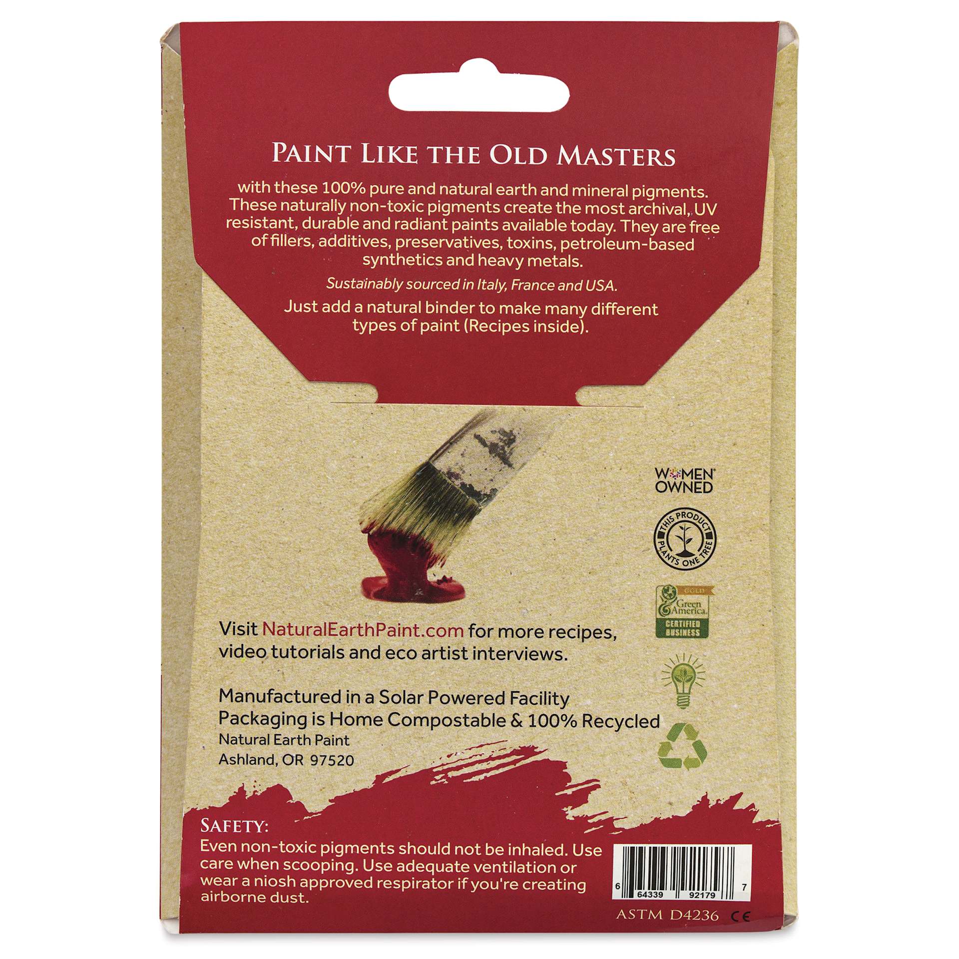 Natural Earth Paint Earth & Mineral Pigment - Yellow Ochre, 3 oz back