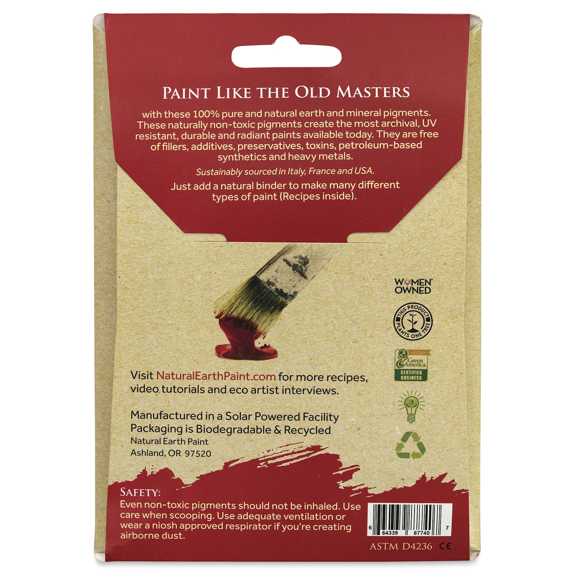 Natural Earth Paint Earth & Mineral Pigment - French Turquoise, 3 oz back