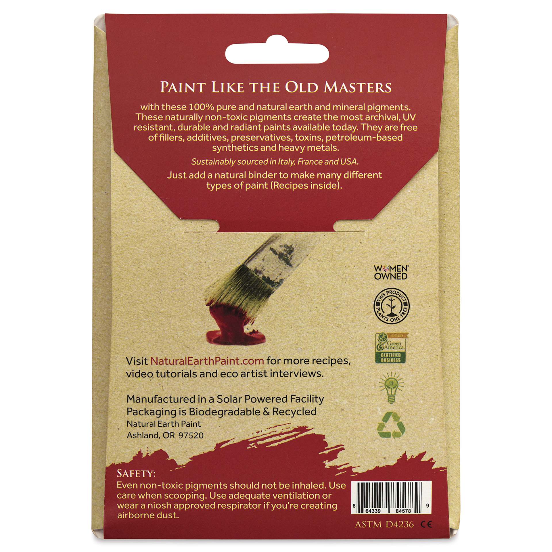 Natural Earth Paint Earth & Mineral Pigment - Violet Ochre, 3 oz back