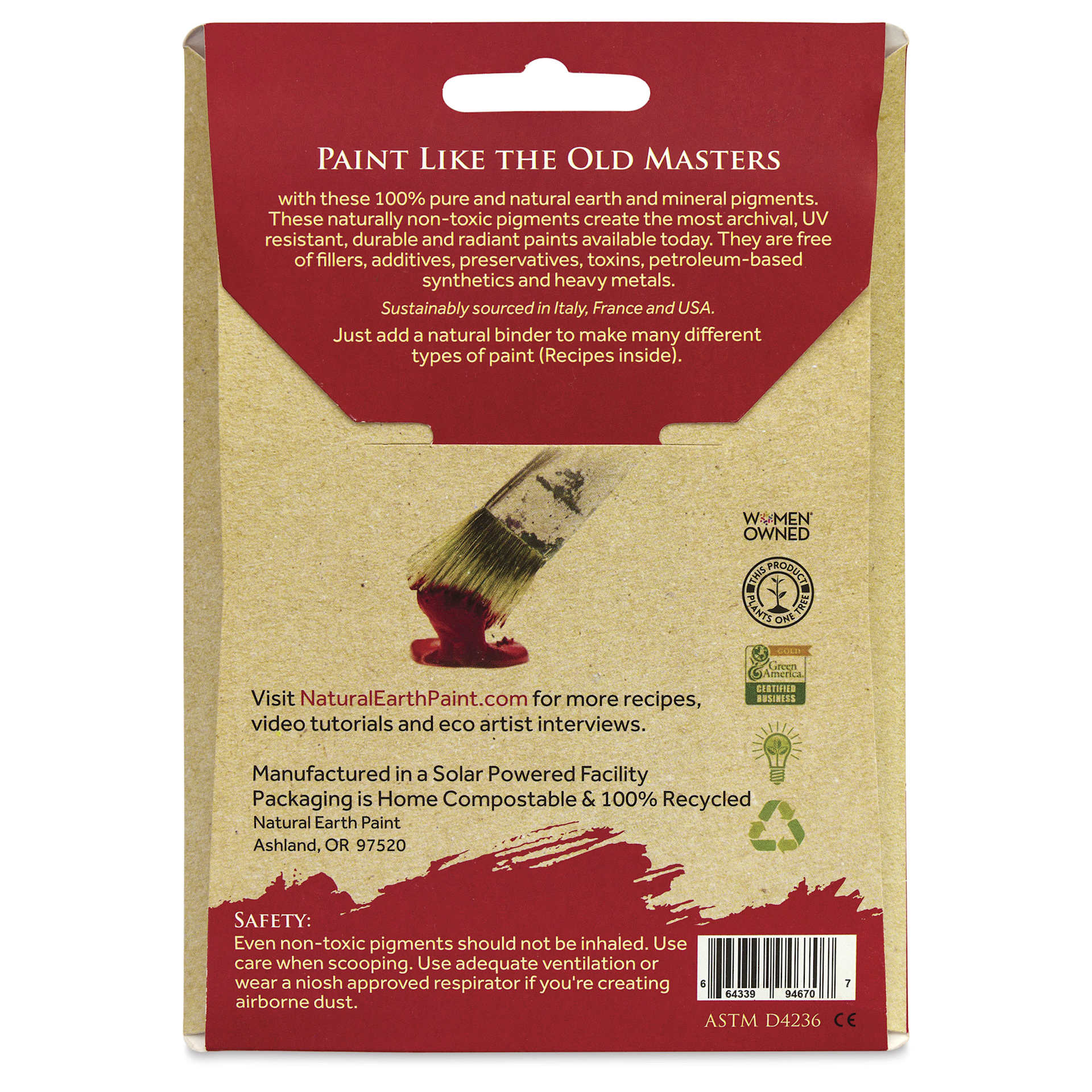 Natural Earth Paint Earth & Mineral Pigment - Terre Verte, 3 oz back