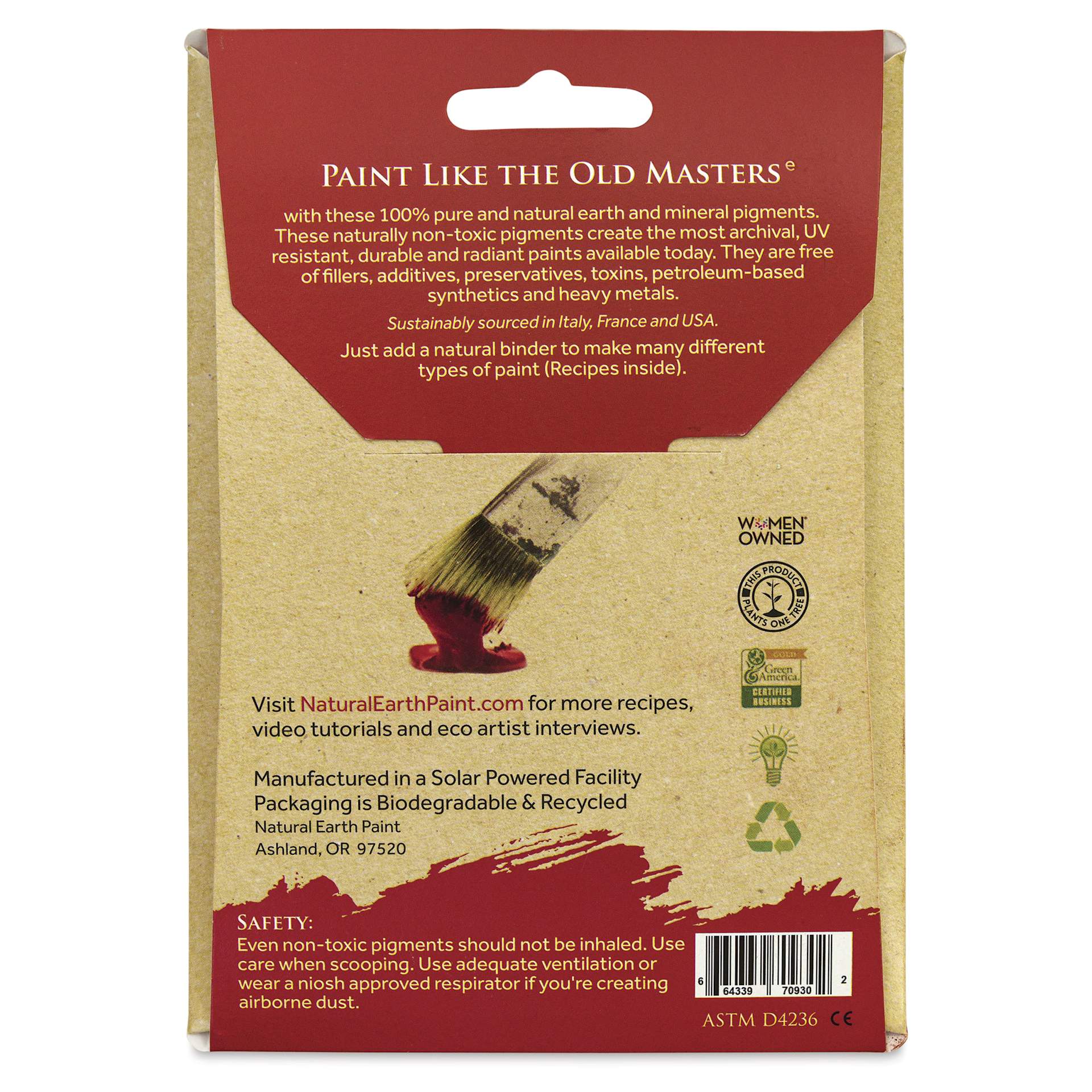 Natural Earth Paint Earth & Mineral Pigment - Raw Sienna, 3 oz back