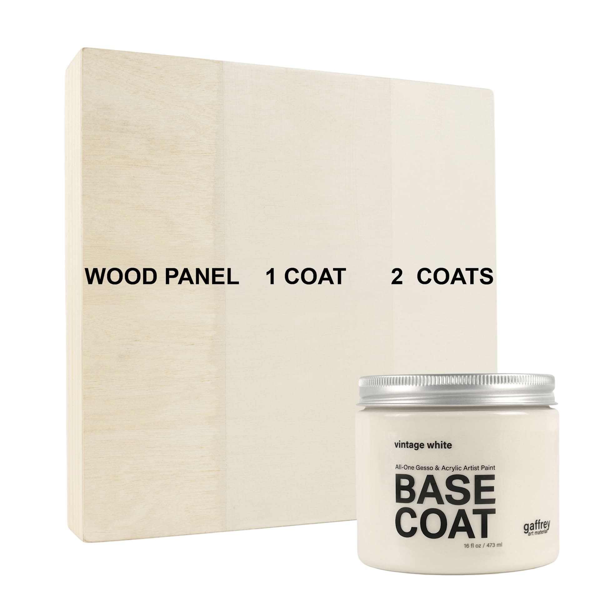 Gaffrey Acrylic Base Coat - Vintage White, 16 oz Jar and Swatch