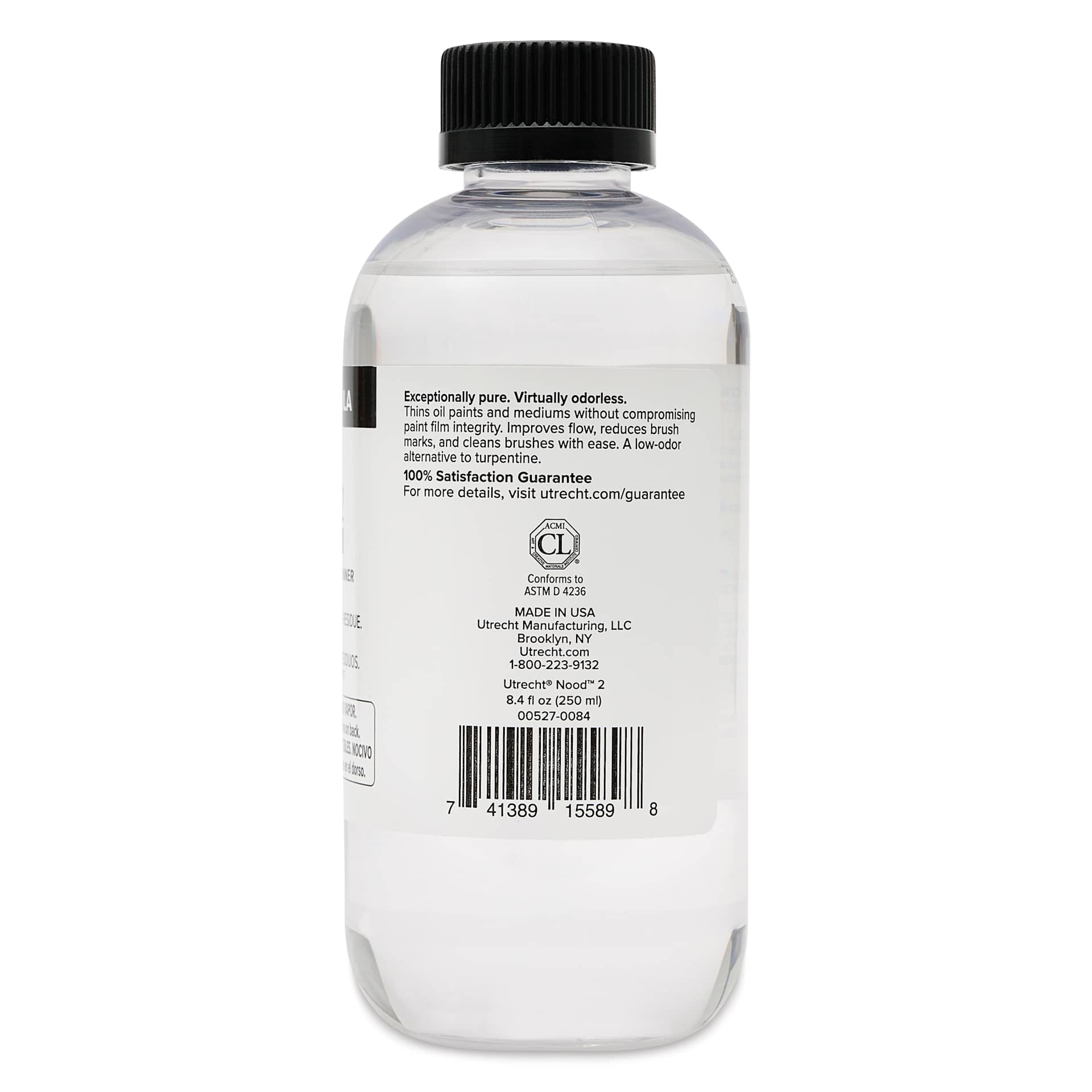 Utrecht NOOD 2 Odorless Thinner - 250 ml back of bottle