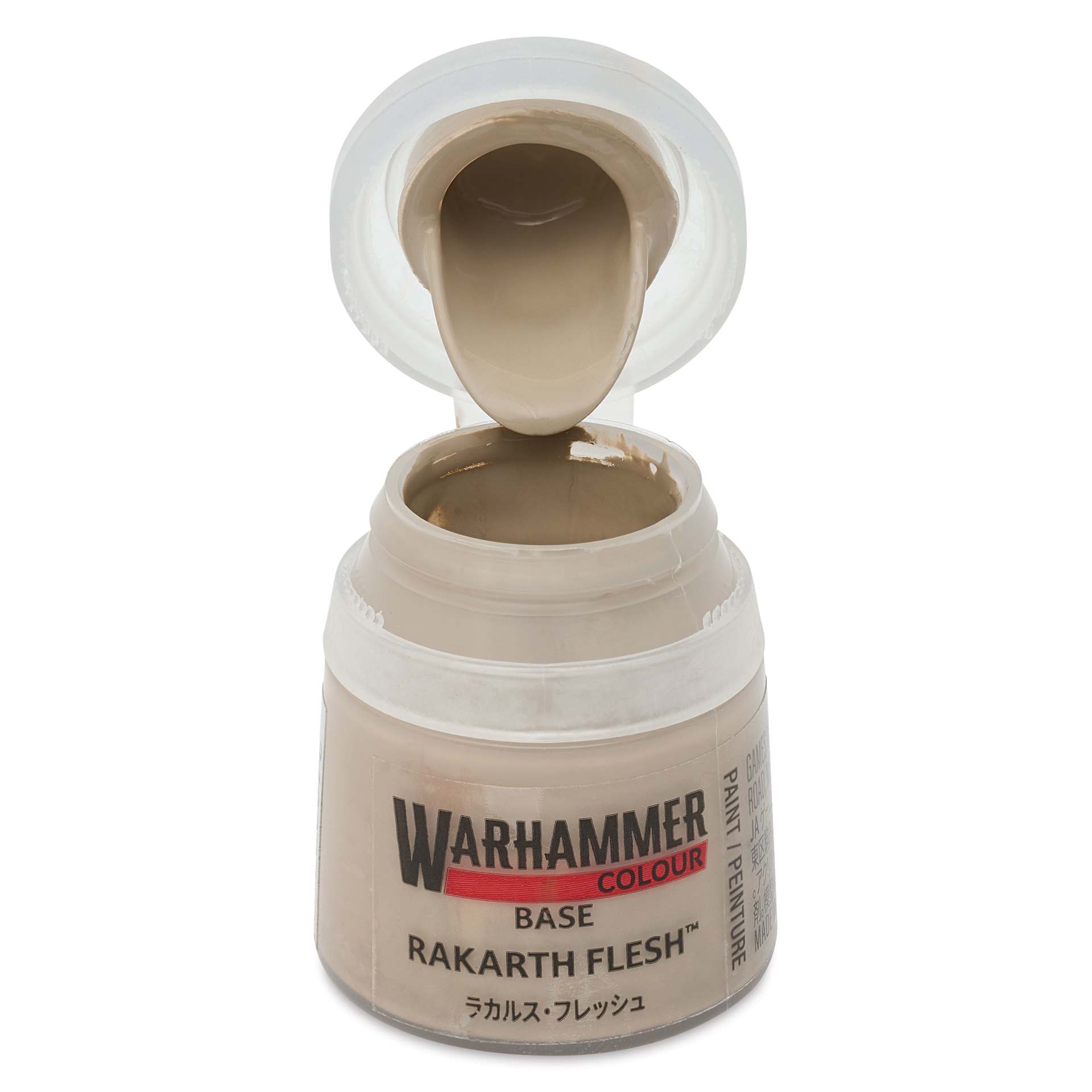Warhammer Base Acrylic Paint - Rakarth Flesh, 12 ml jar open
