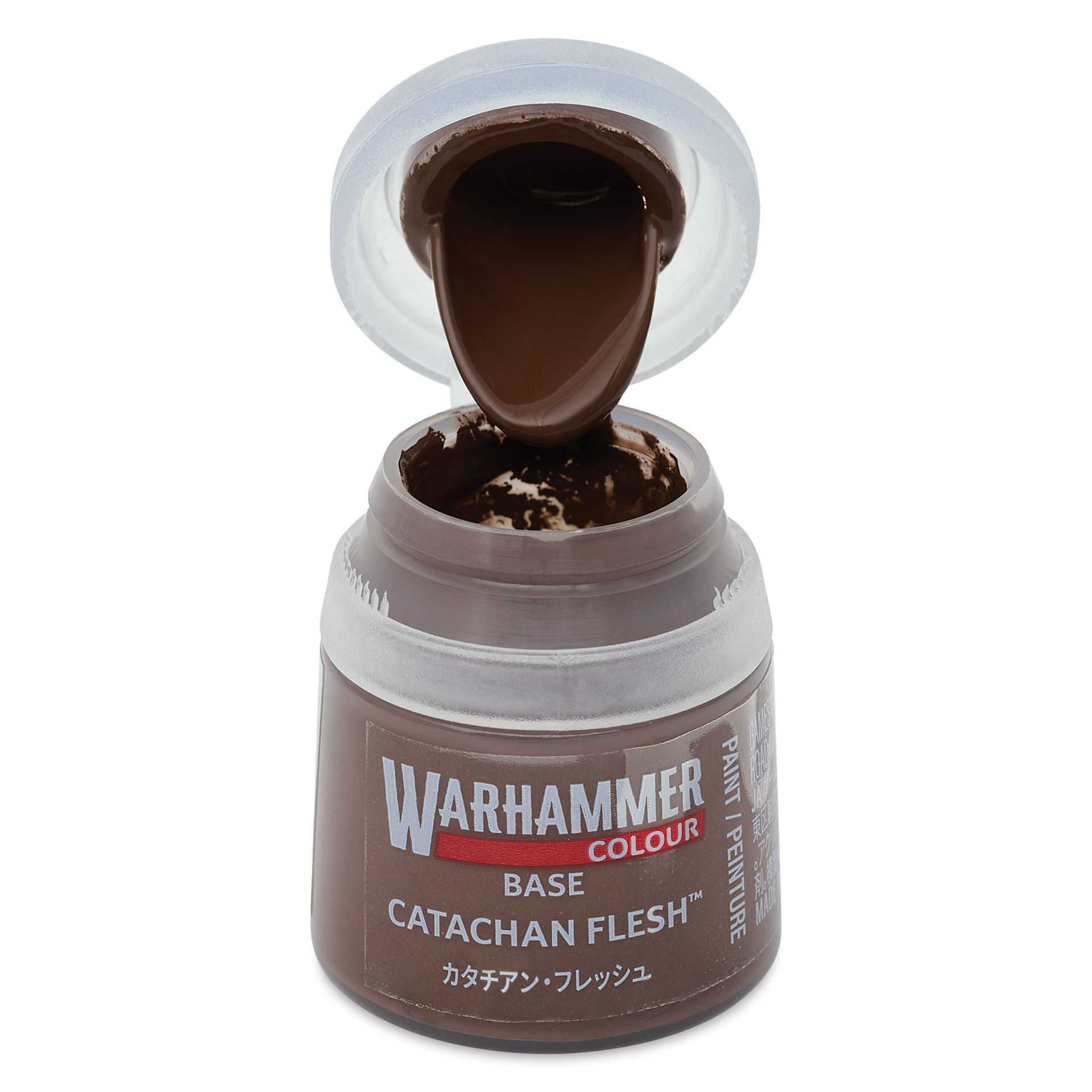 Warhammer Base Acrylic Paint - Catachan Flesh, 12 ml jar open