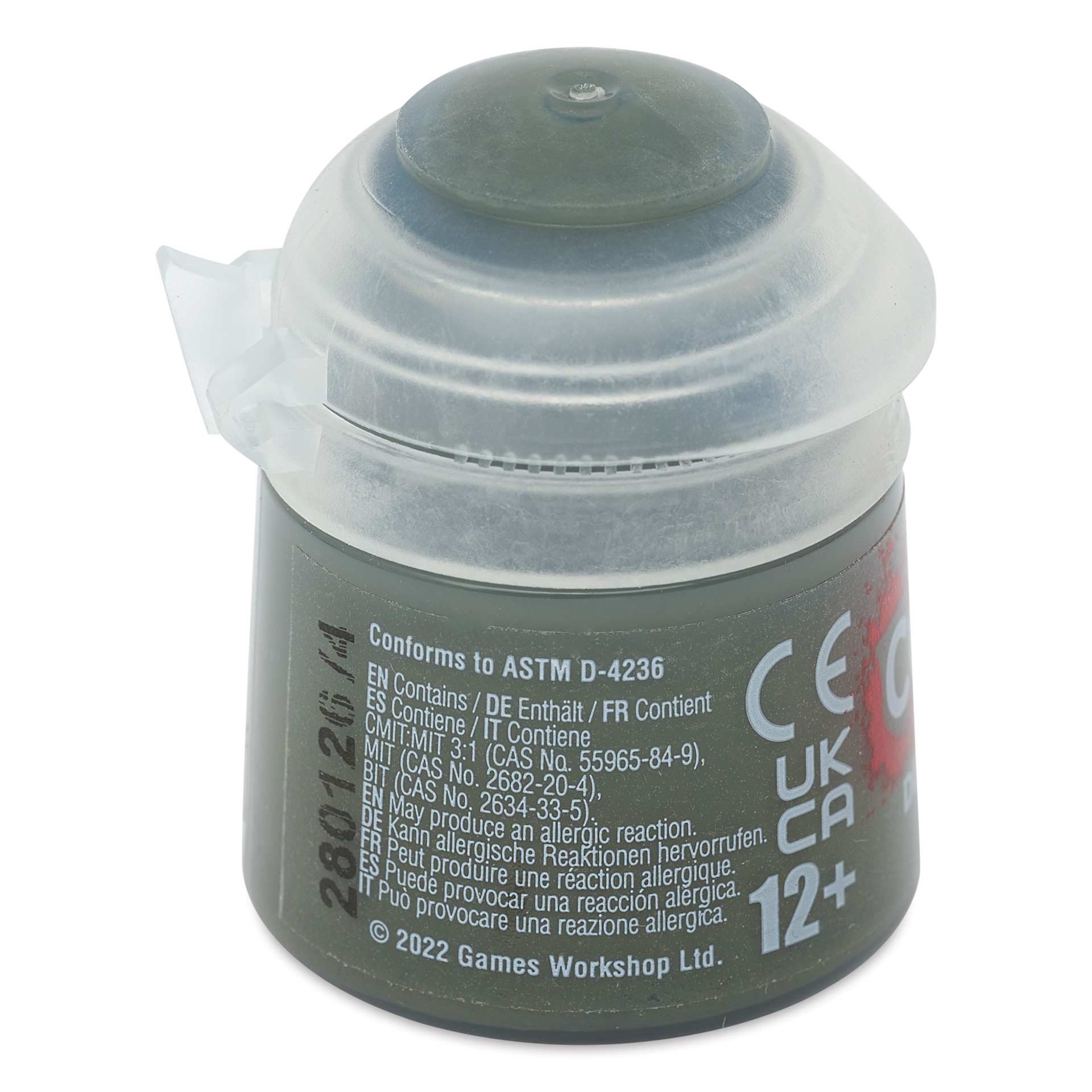 Warhammer Base Acrylic Paint - Death Korps Drab, 12 ml jar back