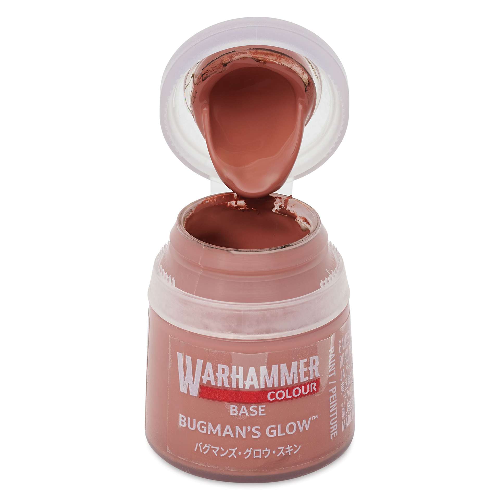 Warhammer Base Acrylic Paint - Bugman's Glow, 12 ml jar open