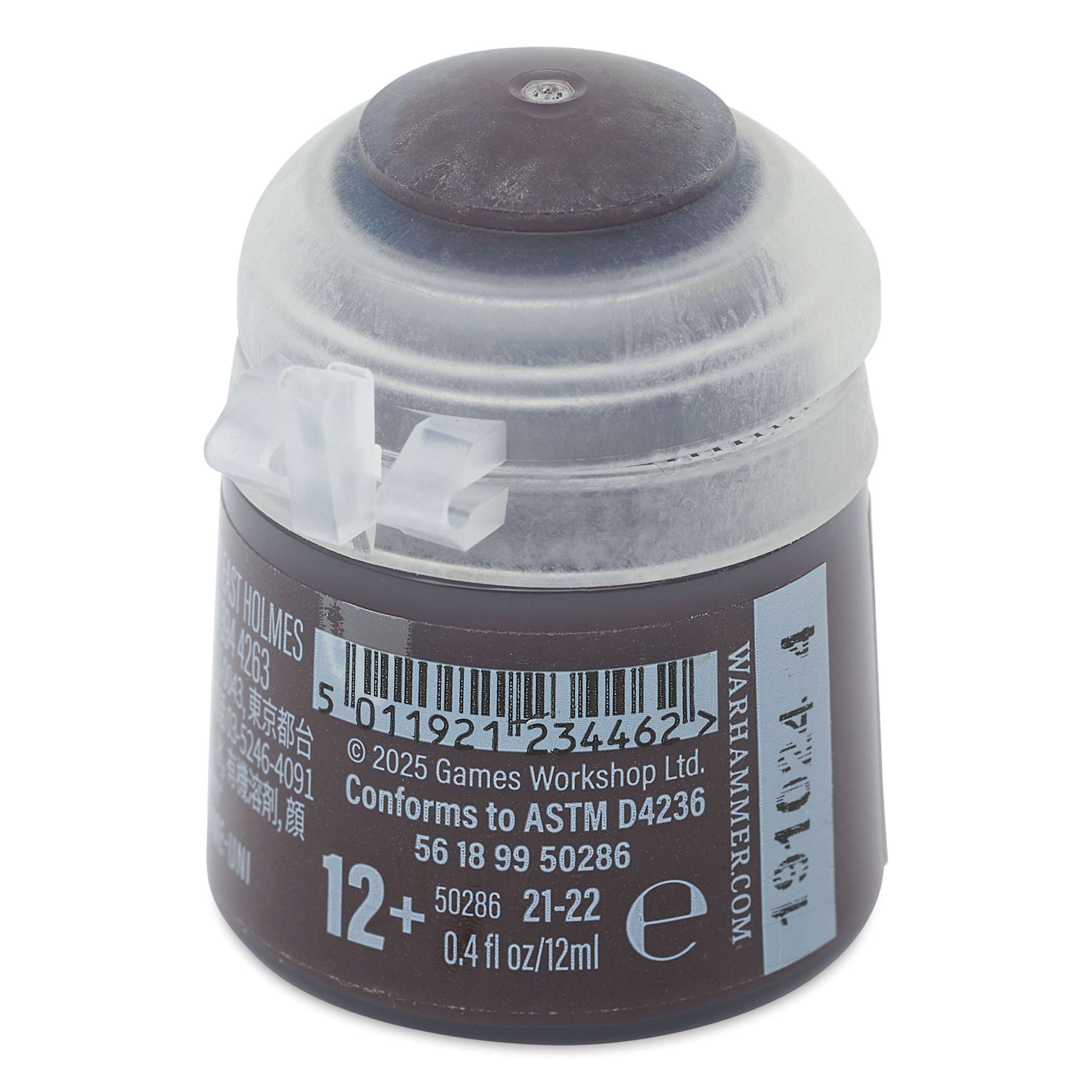 Warhammer Base Acrylic Paint - Rhinox Hide, 12 ml jar back