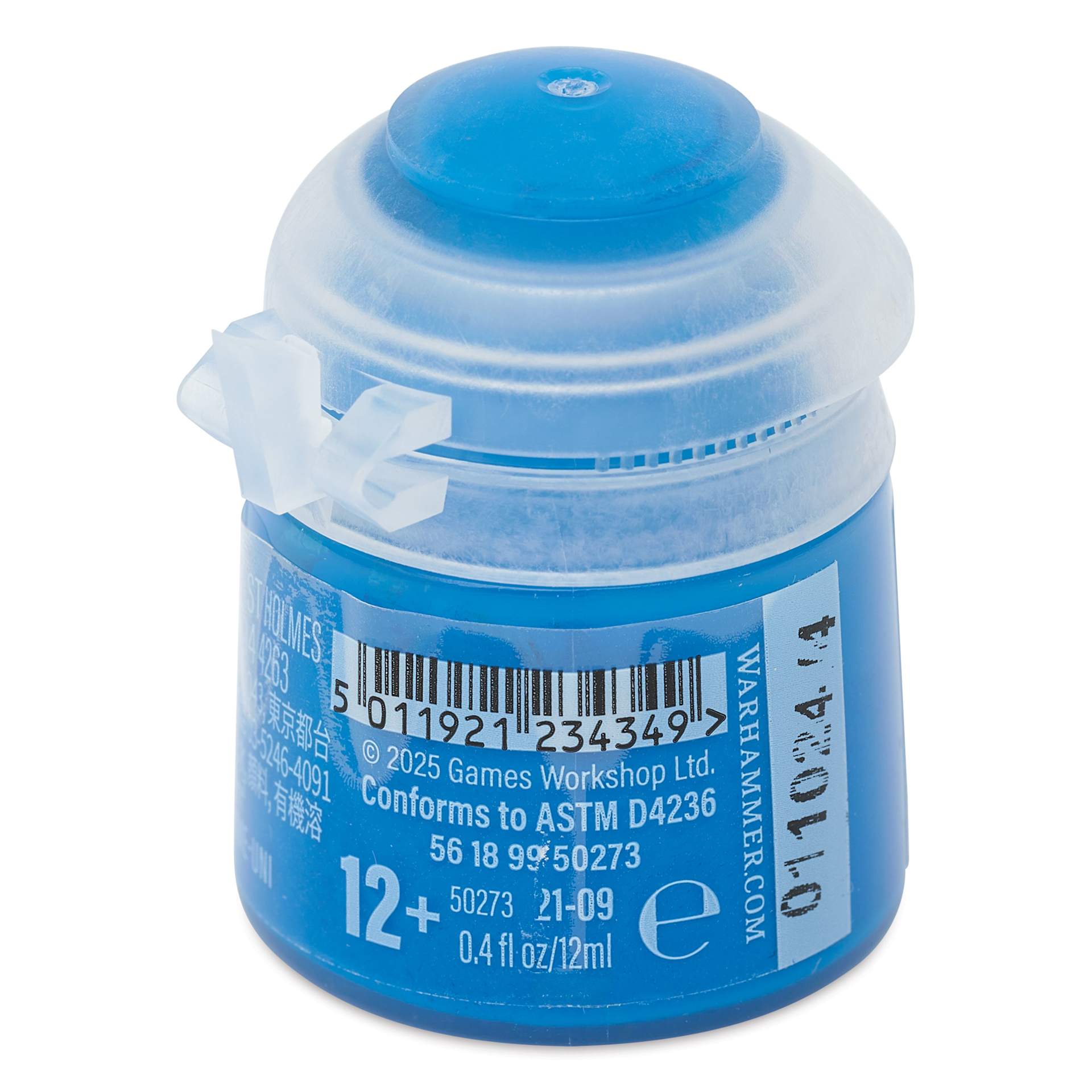 Warhammer Base Acrylic Paint - Caledor Sky, 12 ml jar back