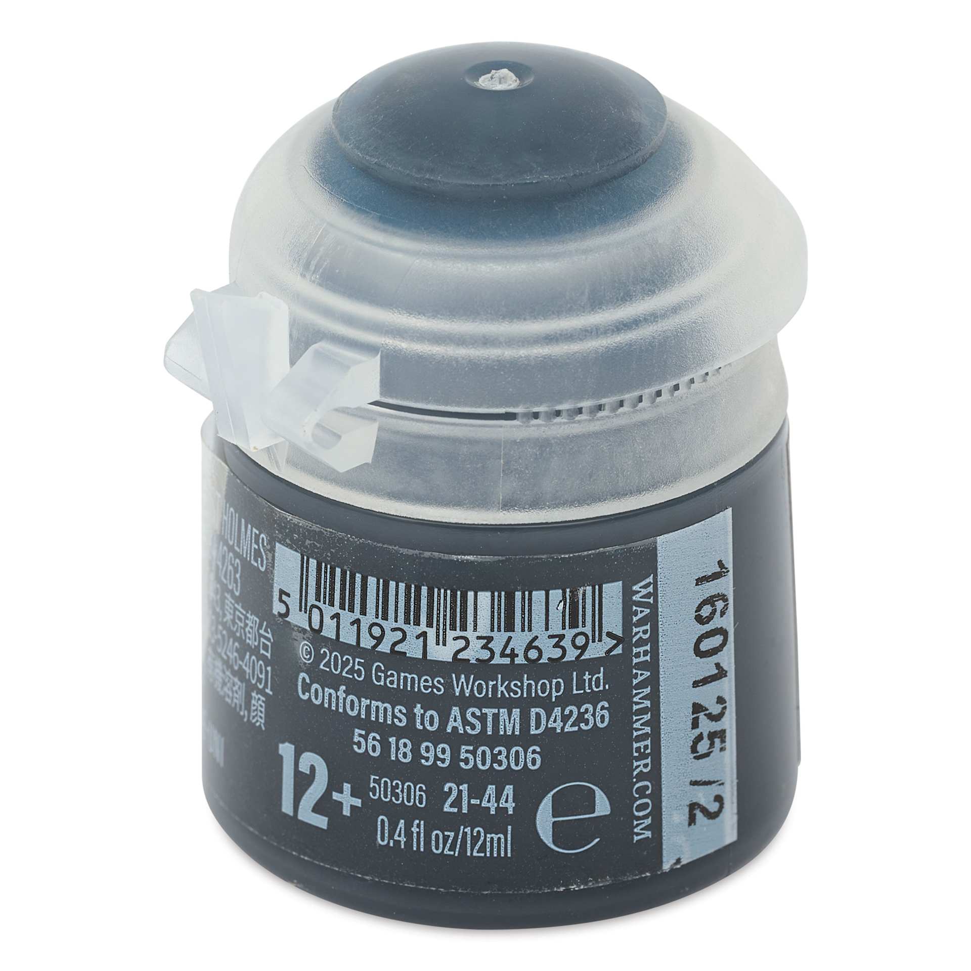 Warhammer Base Acrylic Paint - Corvus Black, 12 ml jar back