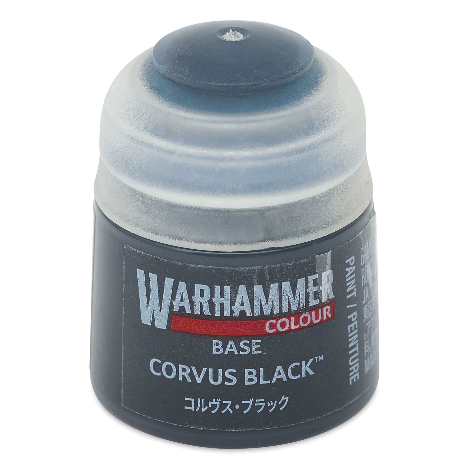Warhammer Base Acrylic Paint - Corvus Black, 12 ml jar