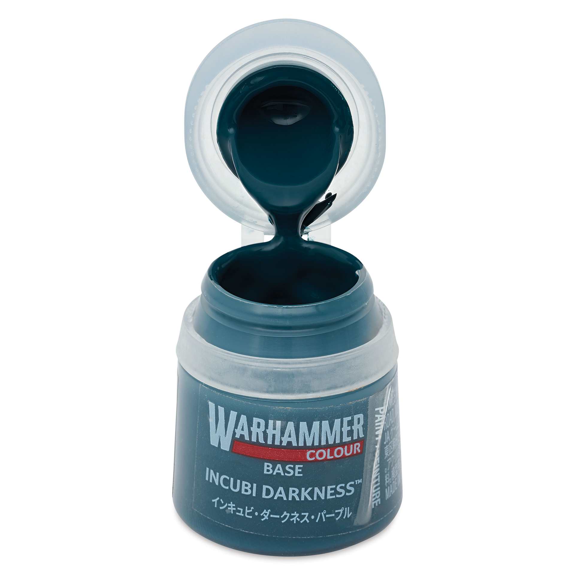 Warhammer Base Acrylic Paint - Incubi Darkness, 12 ml jar open