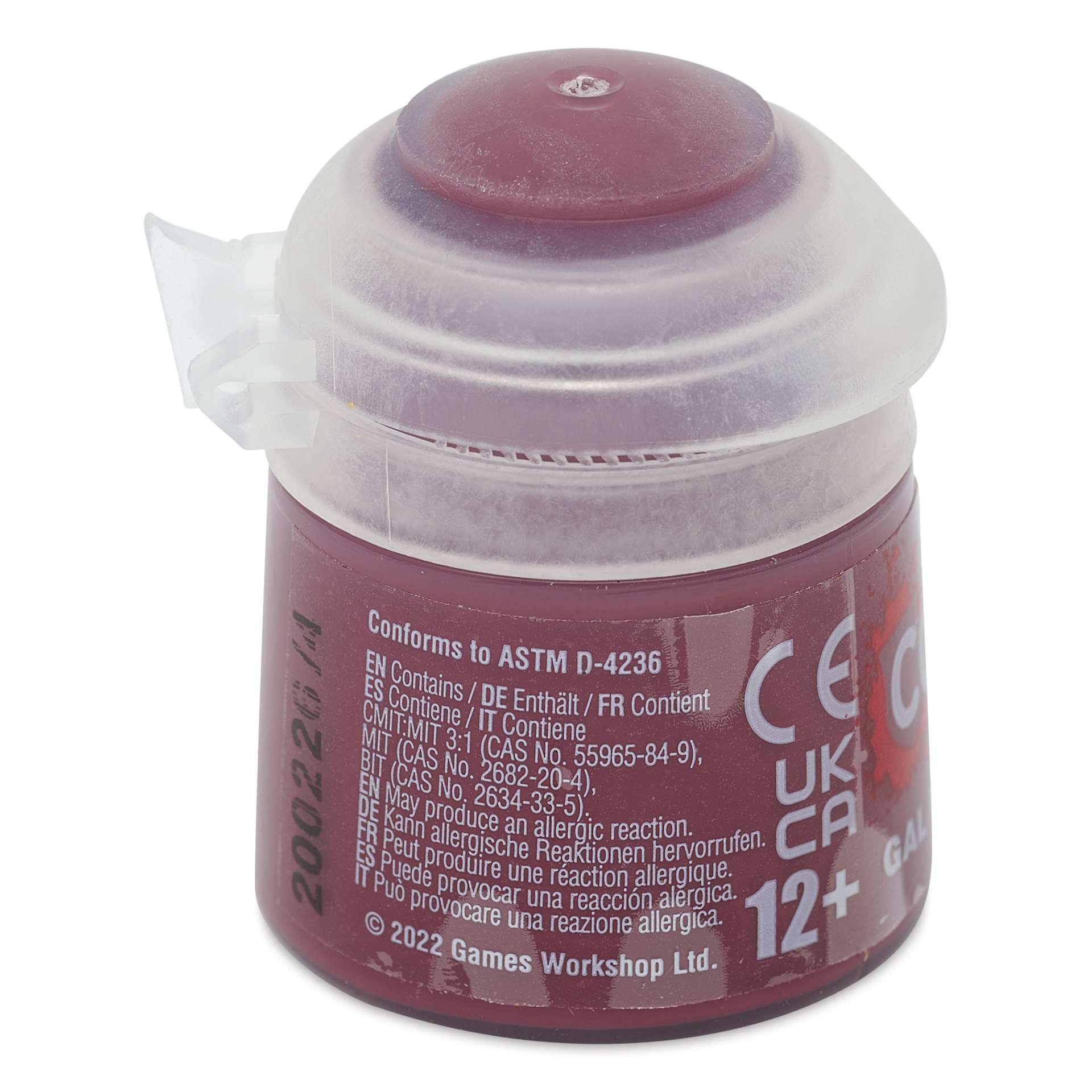 Warhammer Base Acrylic Paint - Gal Vorbak Red, 12 ml jar back