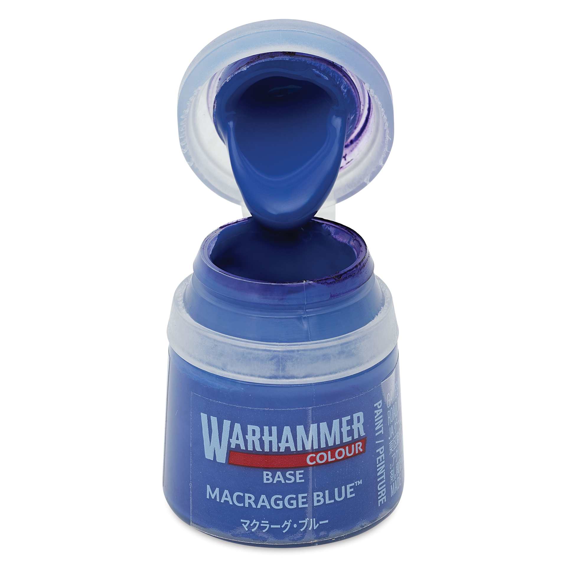 Warhammer Base Acrylic Paint - Macragge Blue, 12 ml jar open