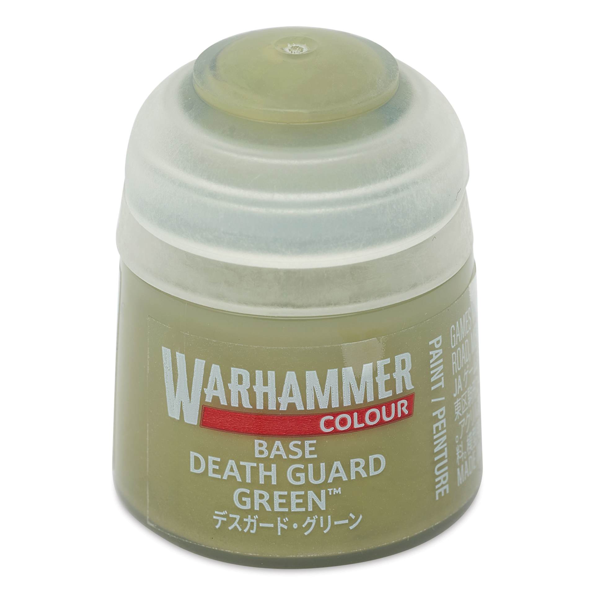 Warhammer Base Acrylic Paint - Death Guard Green, 12 ml jar
