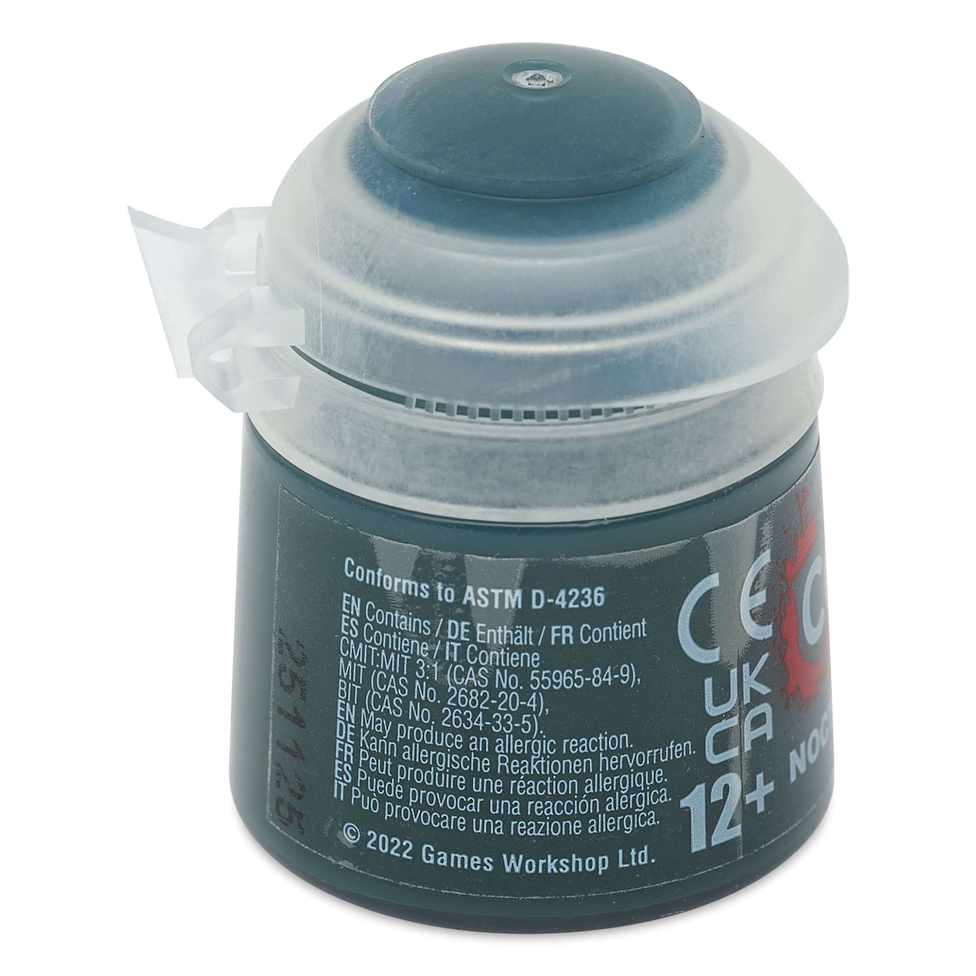 Warhammer Base Acrylic Paint - Nocturne Green, 12 ml jar back