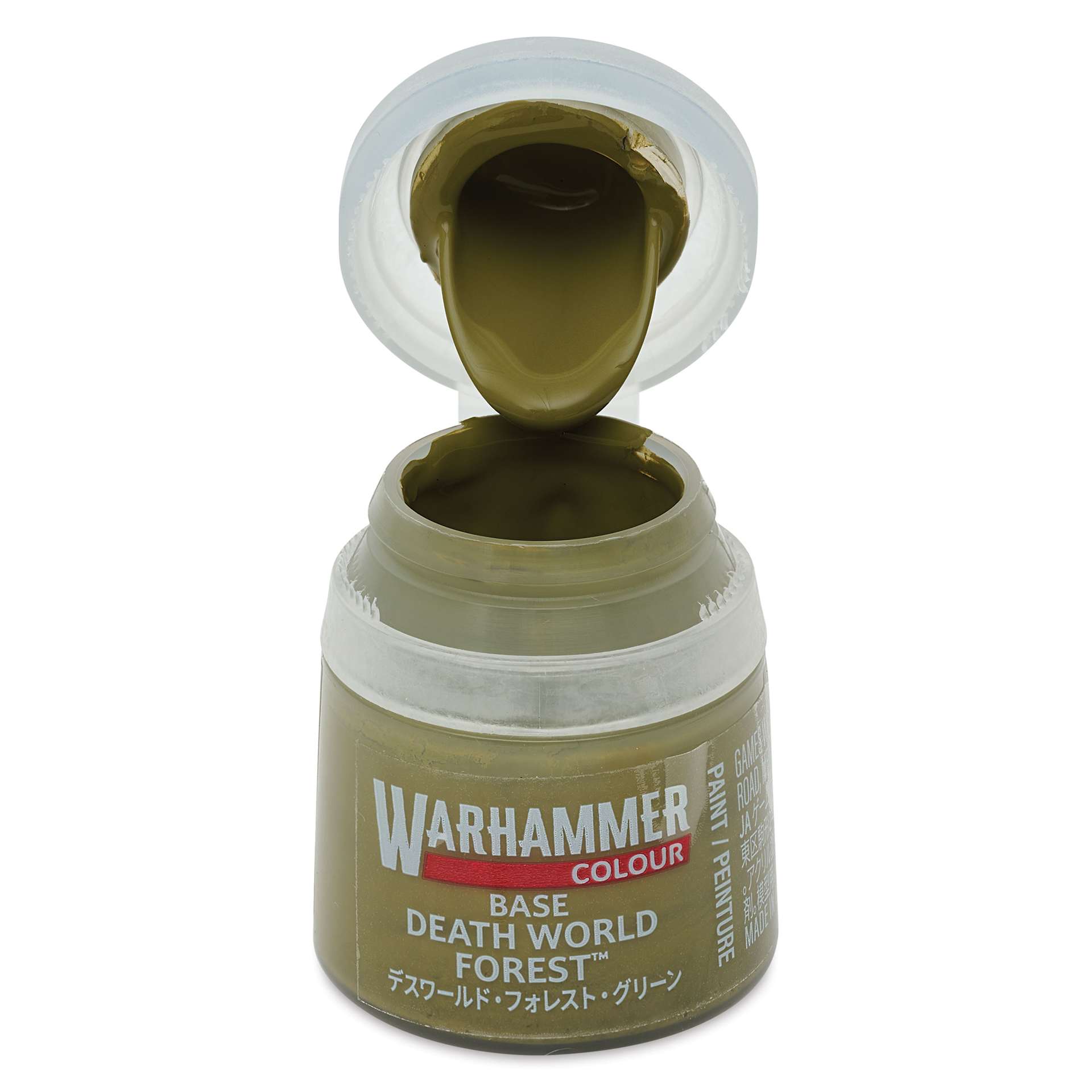 Warhammer Base Acrylic Paint - Deathworld Forest, 12 ml jar open