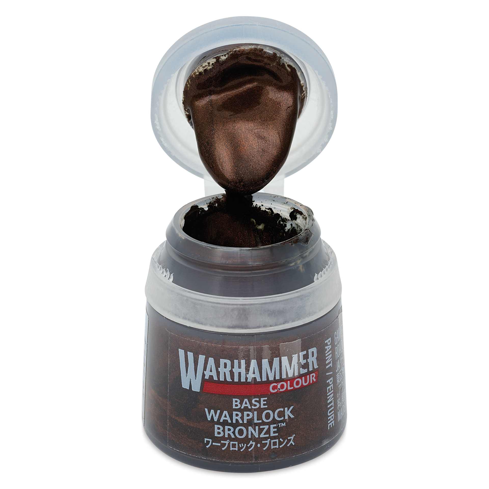 Warhammer Base Acrylic Paint - Warplock Bronze, 12 ml jar open