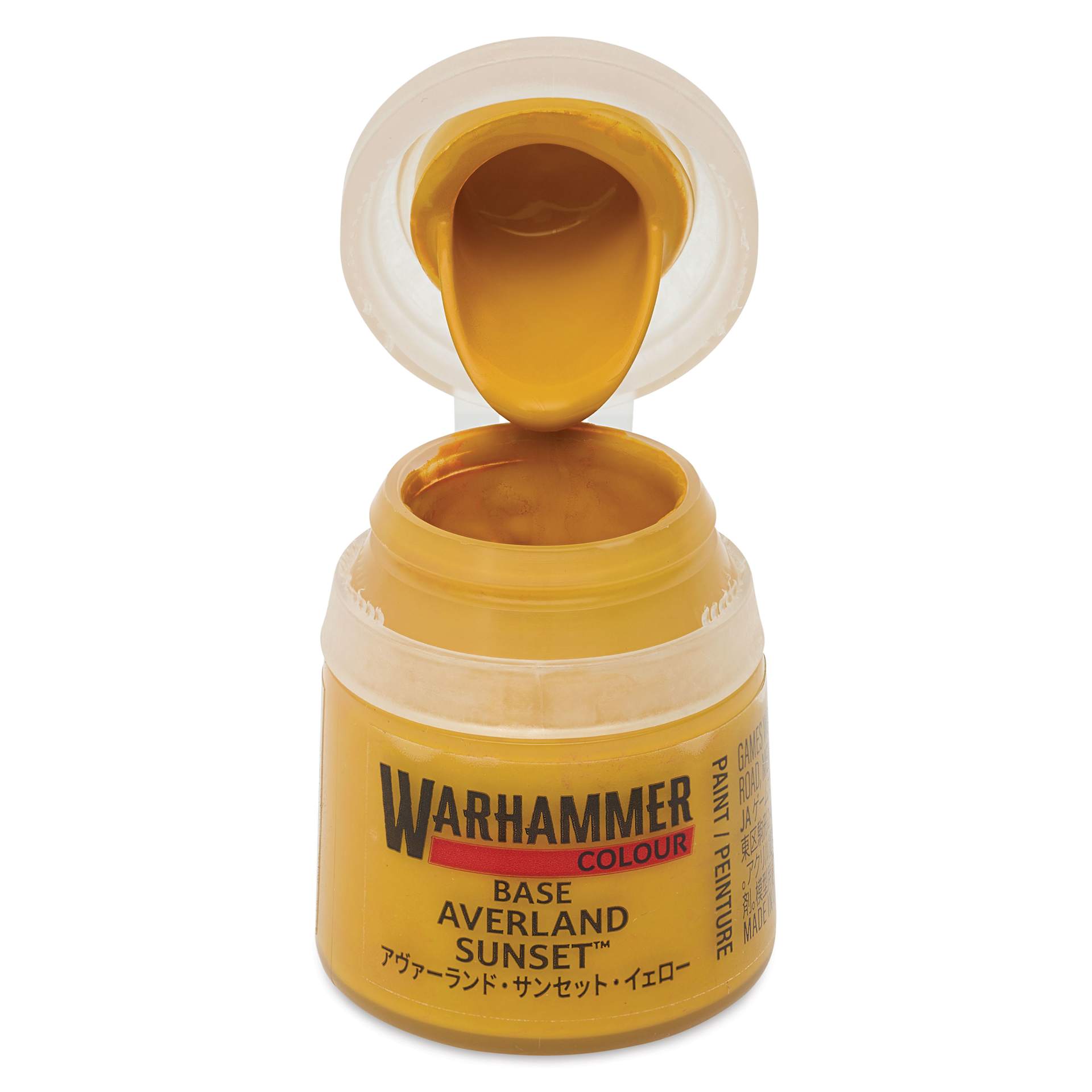 Warhammer Base Acrylic Paint - Averland Sunset, 12 ml jar open