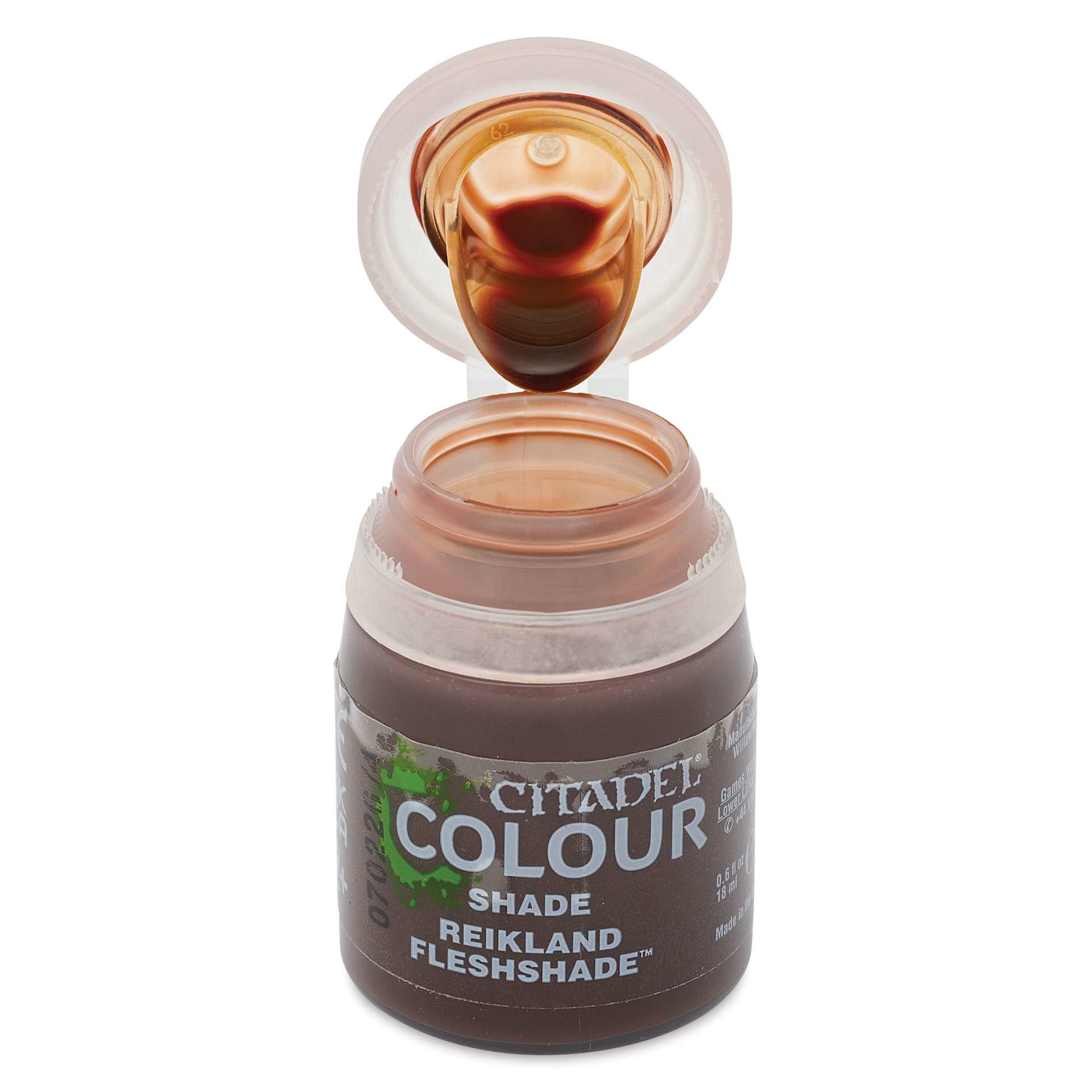 Citadel Shade Acrylic Paint - Reikland Fleshshade, 18 ml, bottle, open