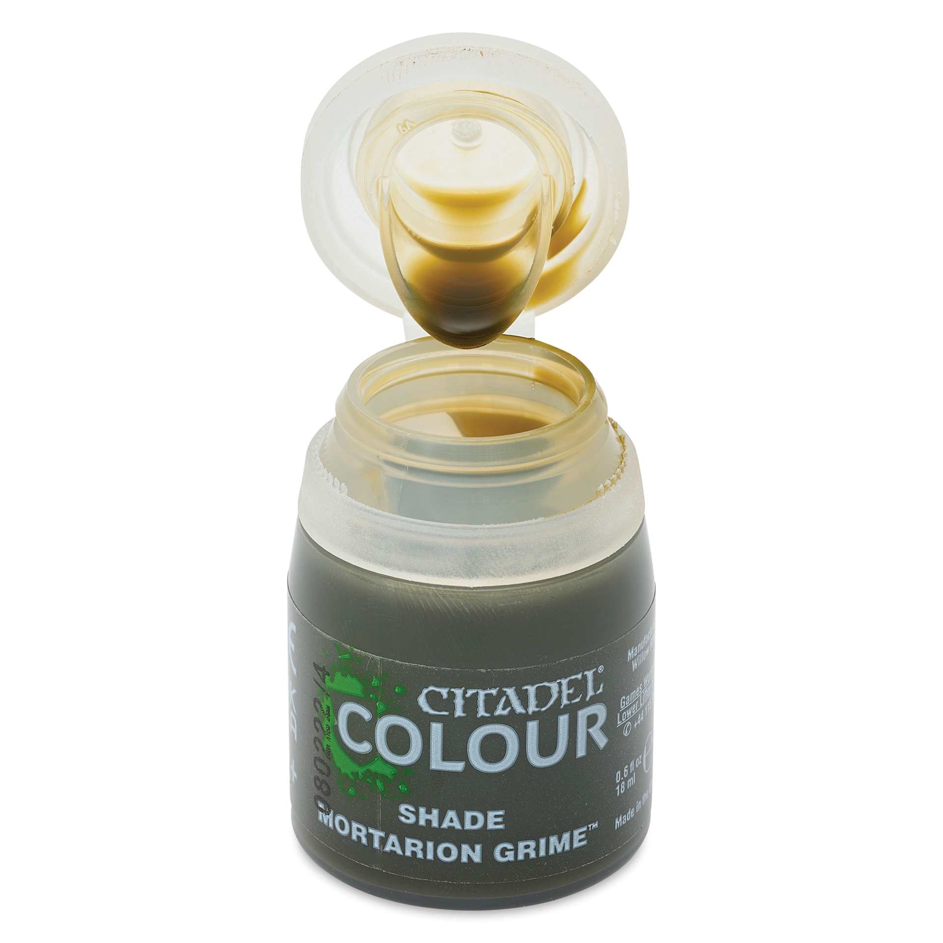 Citadel Shade Acrylic Paint - Mortarion Grime, 18 ml, bottle, open