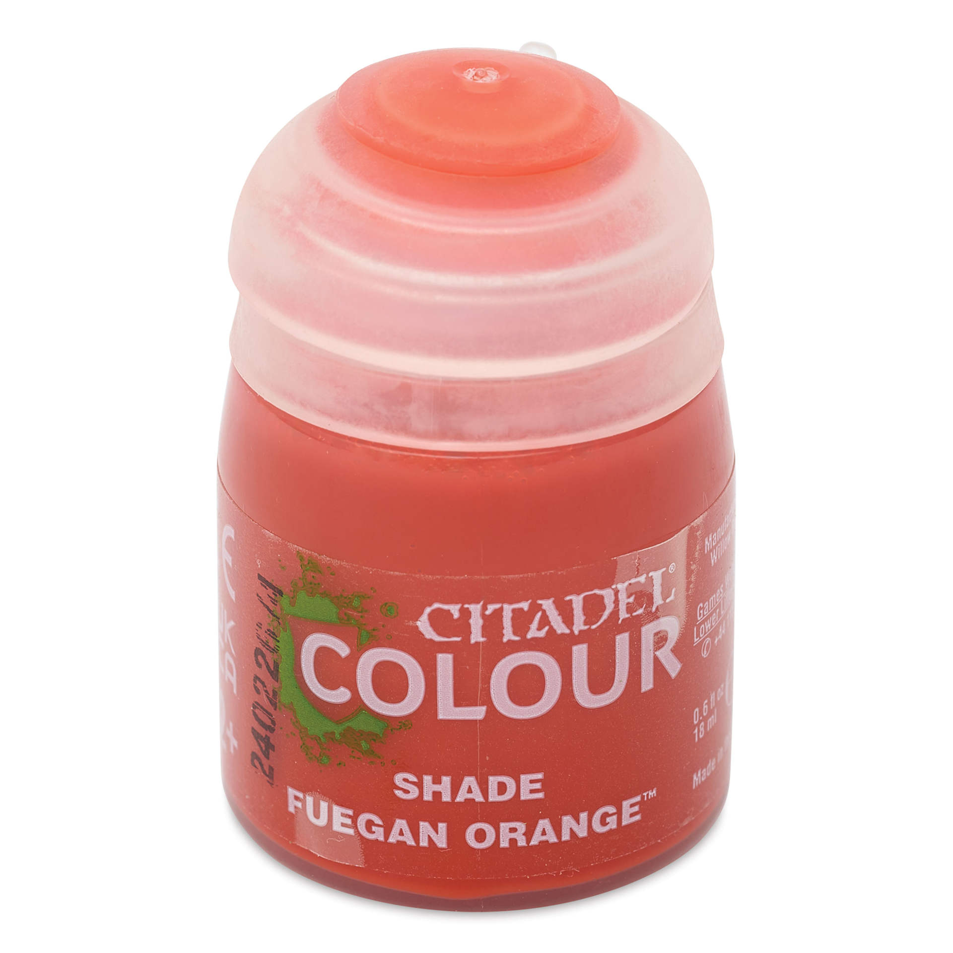 Citadel Shade Acrylic Paint - Fuegan Orange, 18 ml, bottle, front