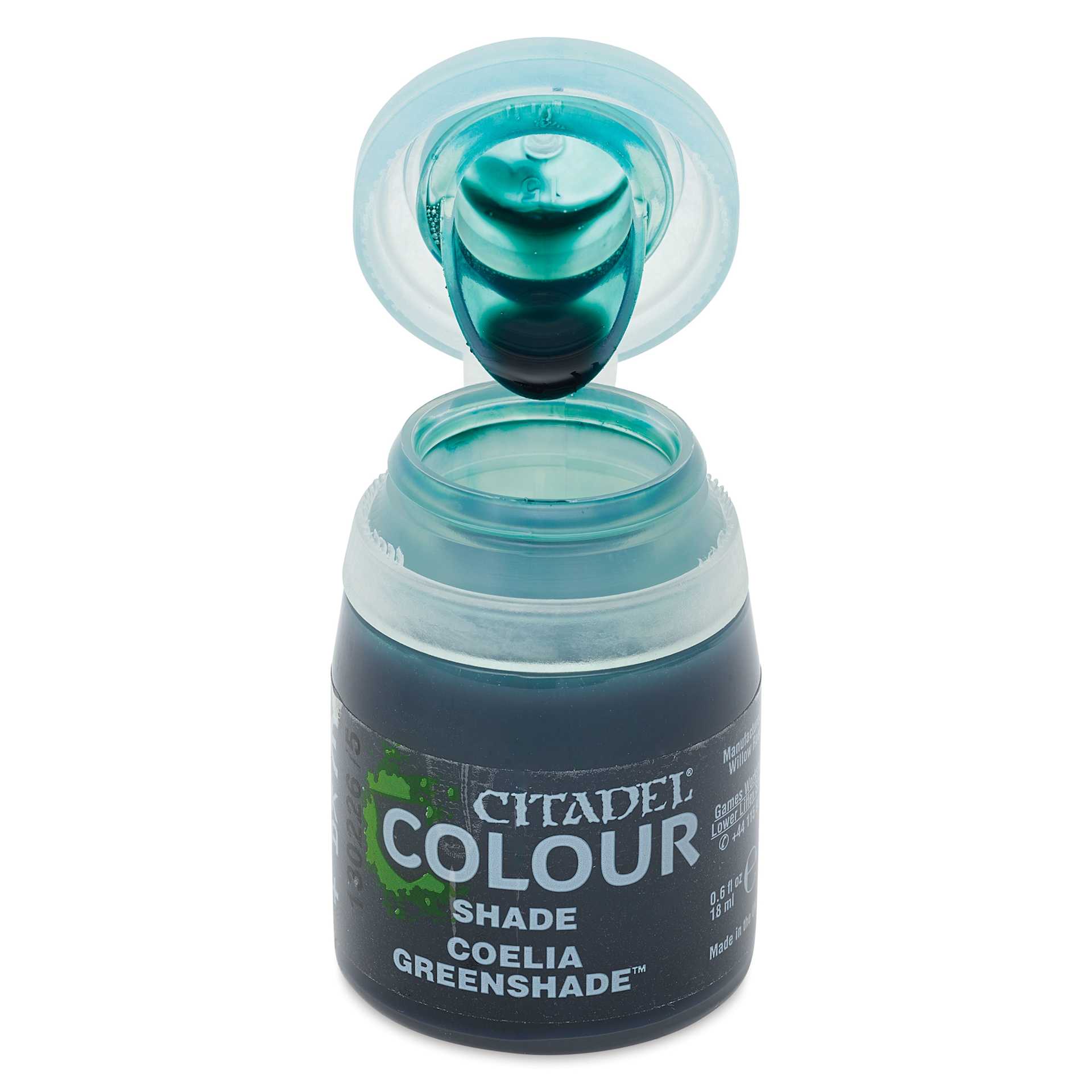 Citadel Shade Acrylic Paint - Coelia Greenshade, 18 ml, bottle, open