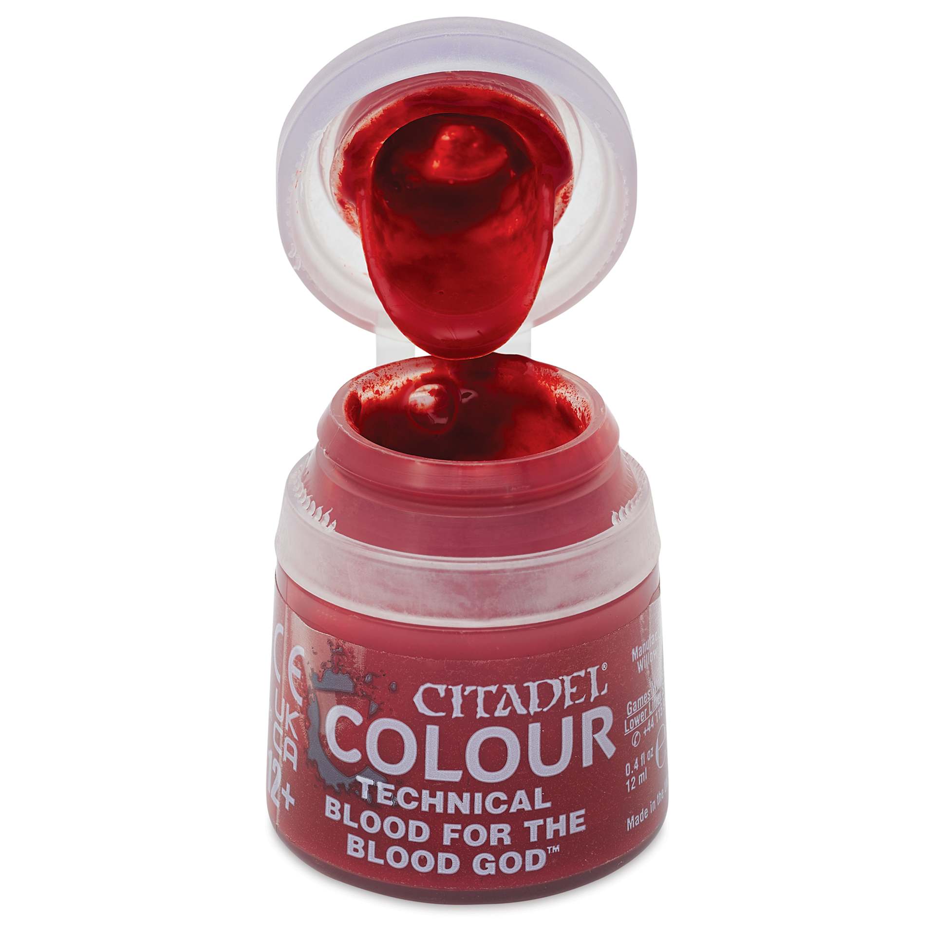 Citadel Technical Acrylic Paint - Blood For The Blood God, 12 ml, open bottle