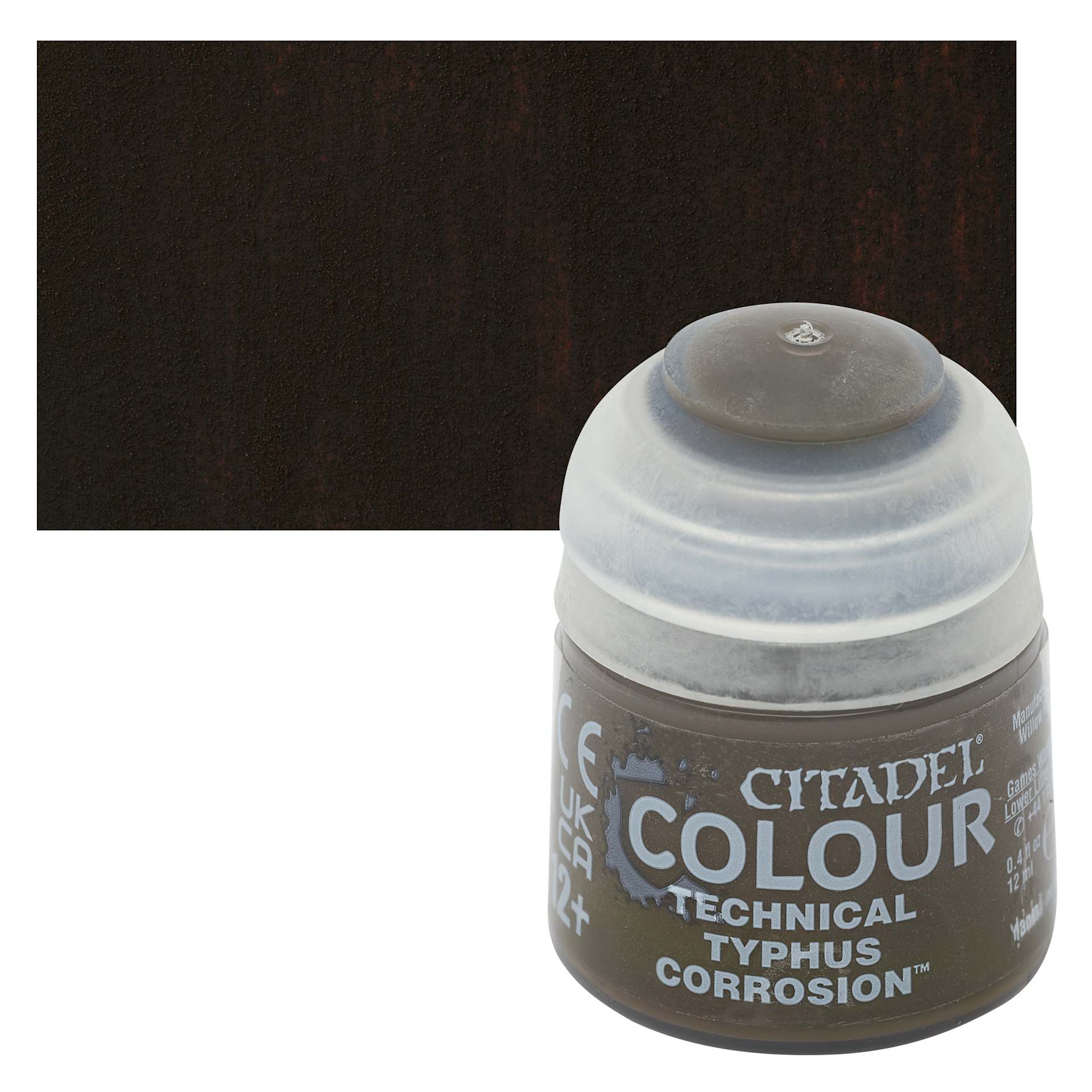 Citadel Technical Acrylic Paint - Typhus Corrosion, 12 ml bottle and swatch