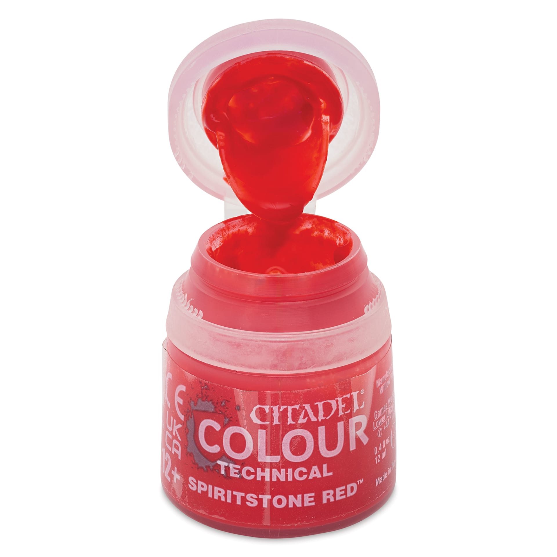 Citadel Technical Acrylic Paint - Spiritstone Red, 12 ml, open