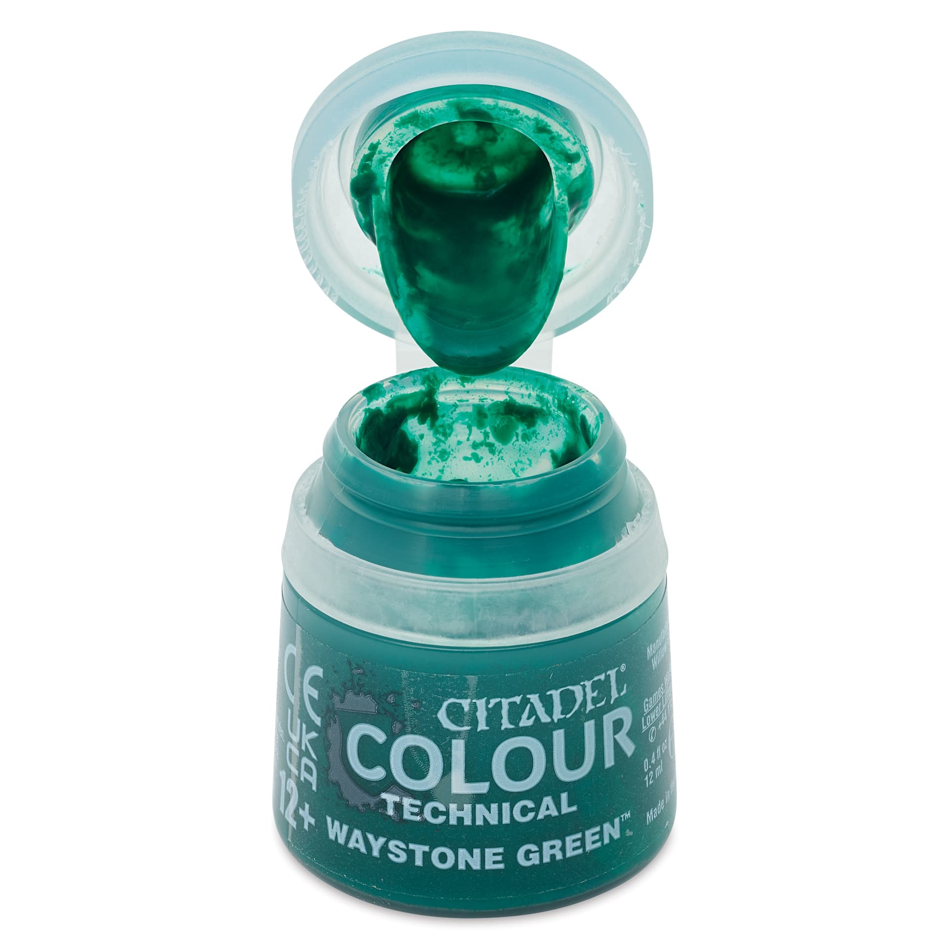 Citadel Technical Acrylic Paint - Waystone Green, 12 ml, open