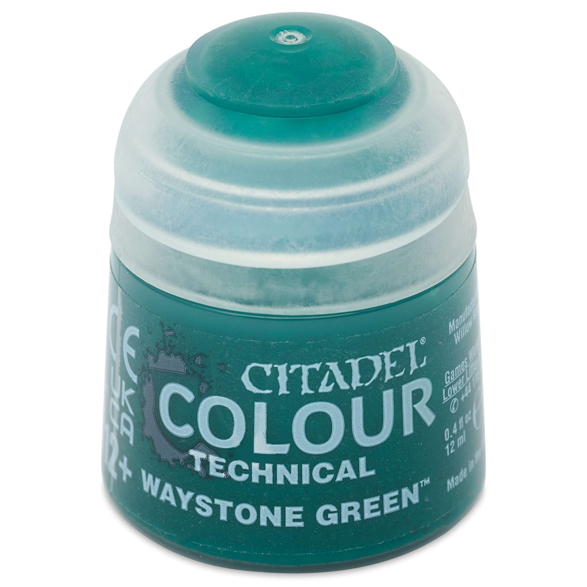 Citadel Technical Acrylic Paint - Waystone Green, 12 ml, front of bottle