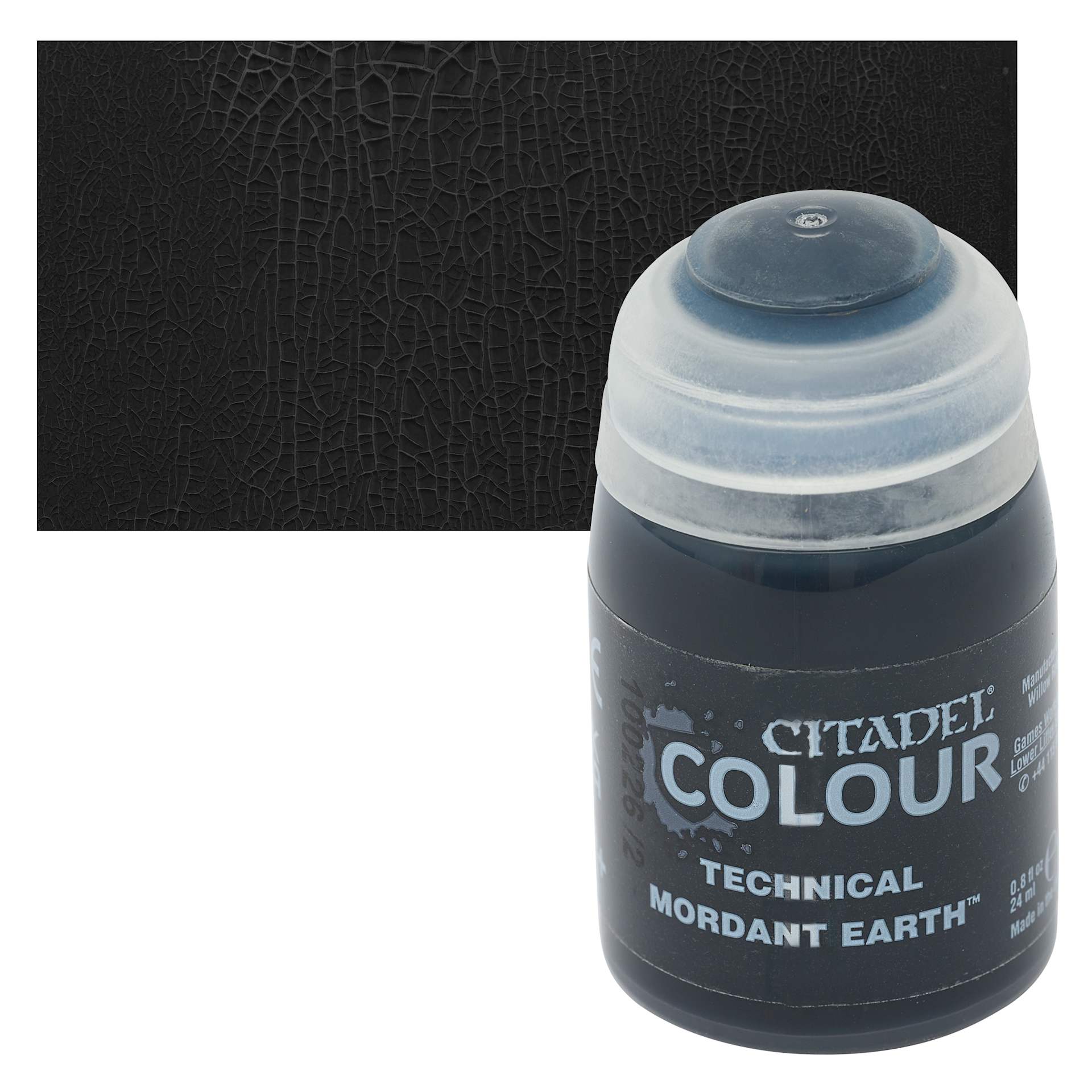 Citadel Technical Acrylic Paint - Mordant Earth, 24 ml bottle and swatch