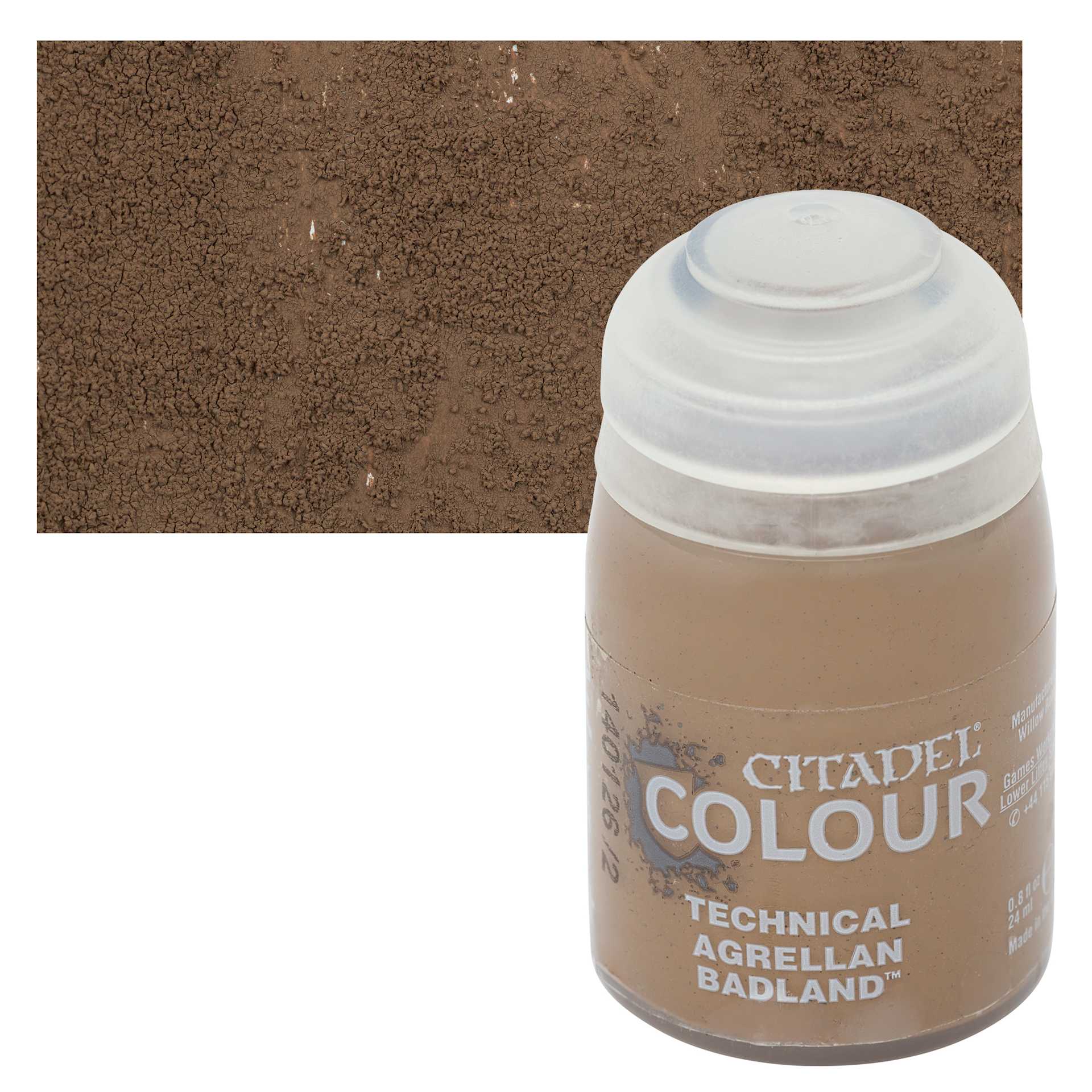 Citadel Technical Acrylic Paint - Agrellan Badland, 24 ml, swatch and bottle