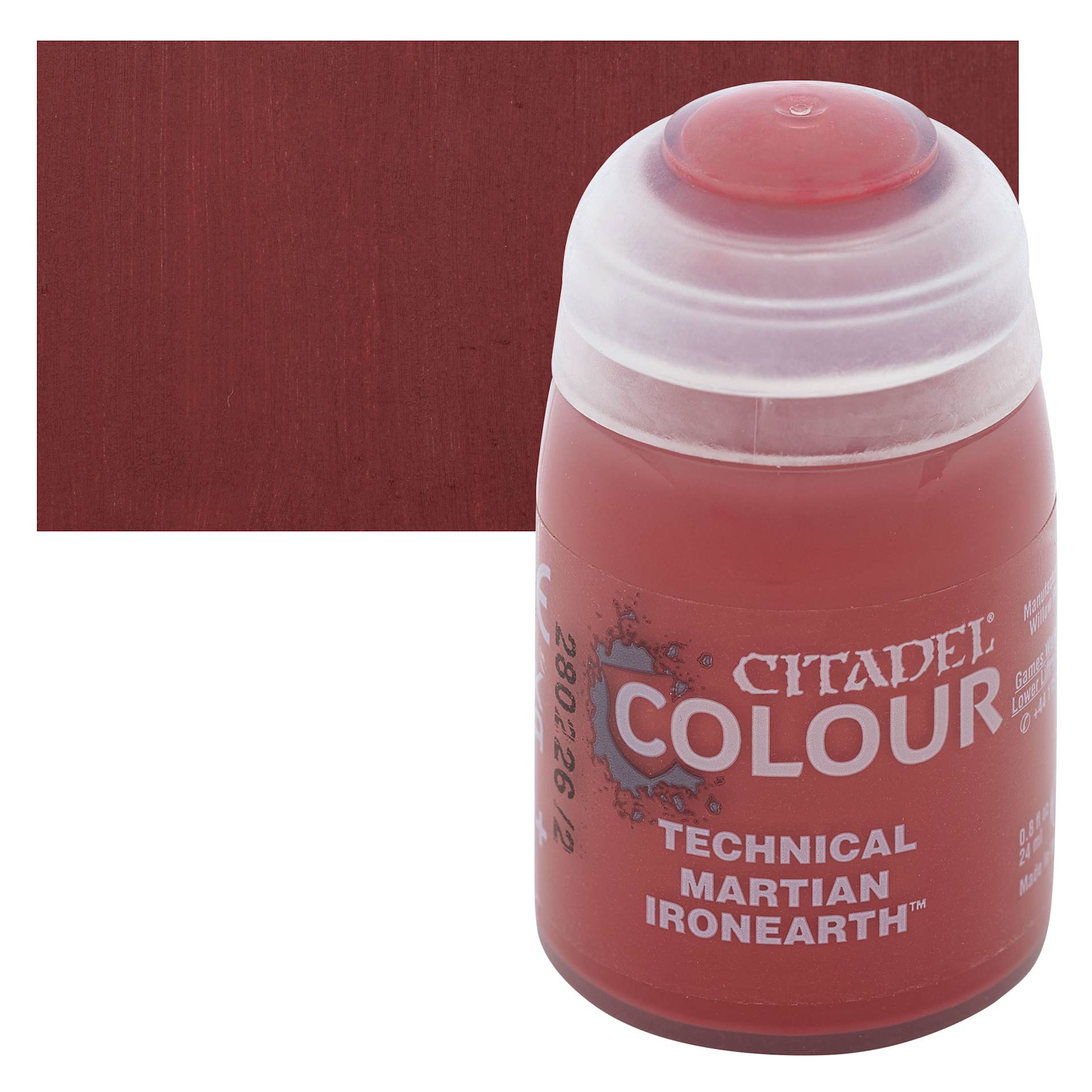 Citadel Technical Acrylic Paint - Martian Ironearth, 24 ml bottle and swatch