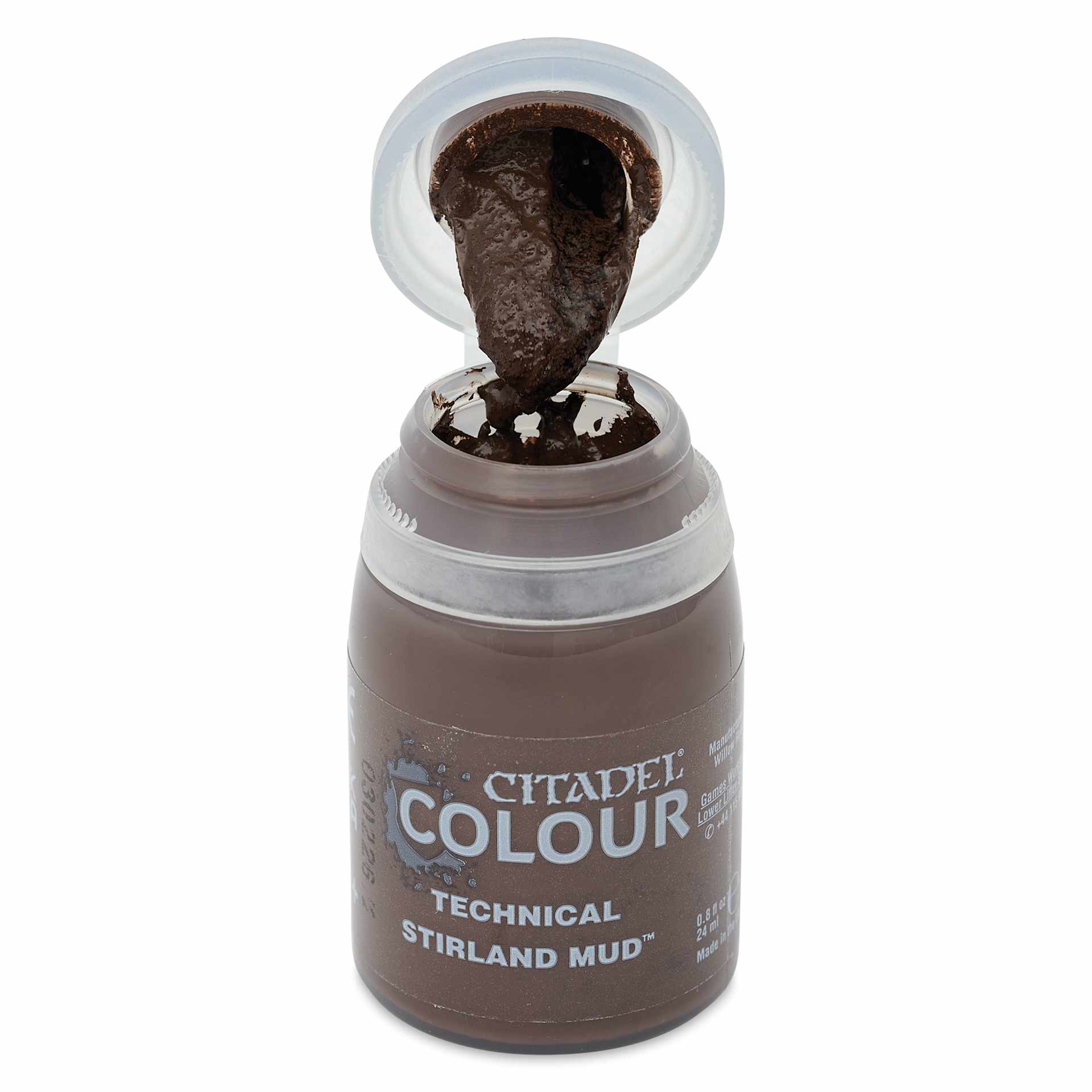 Citadel Technical Acrylic Paint - Stirland Mud, 24 ml, open bottle