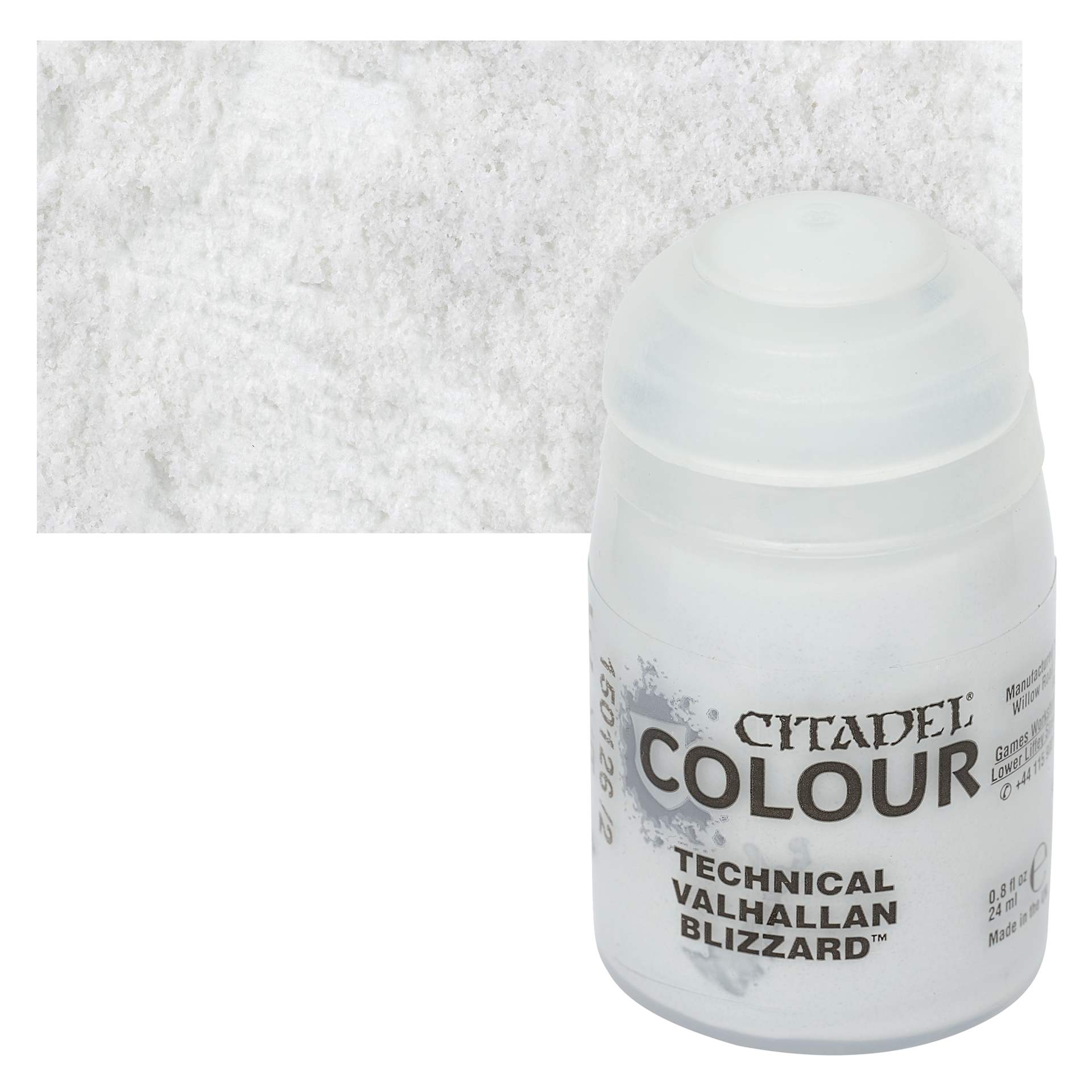 Citadel Technical Acrylic Paint - Valhallan Blizzard, 24 ml bottle and swatch