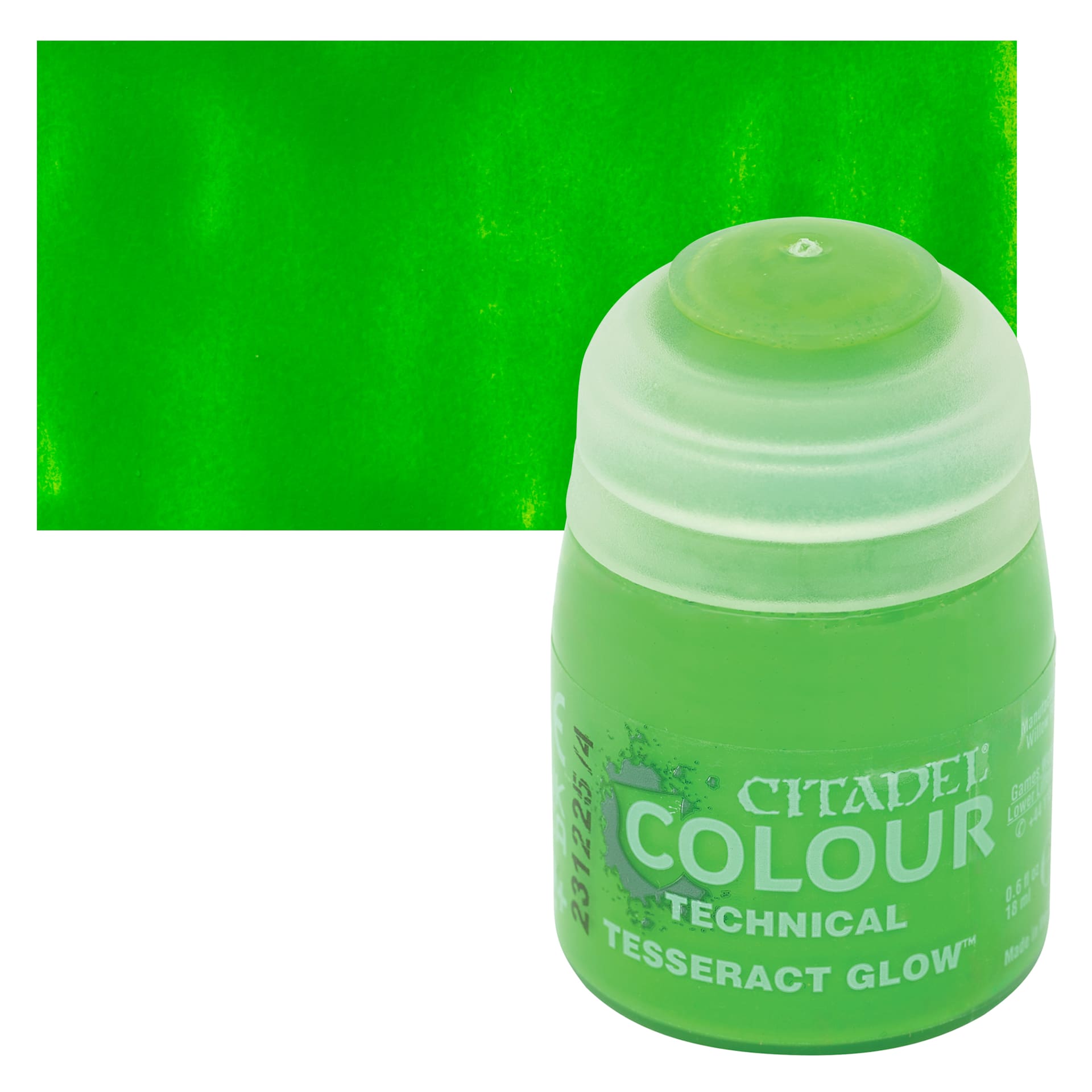 Citadel Technical Acrylic Paint - Tesseract Glow, 18 ml bottle and swatch