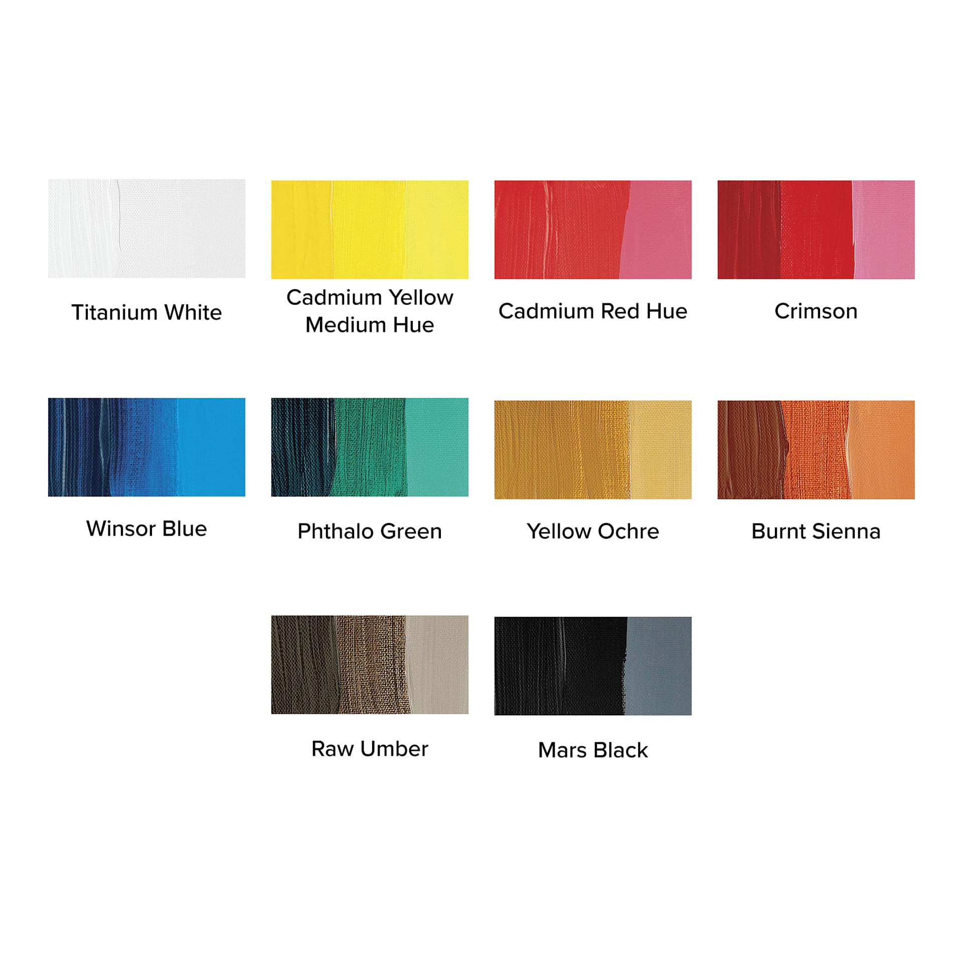 Winsor & Newton Galeria Acrylics - Set of 10, Assorted Colors, 60 ml, swatches