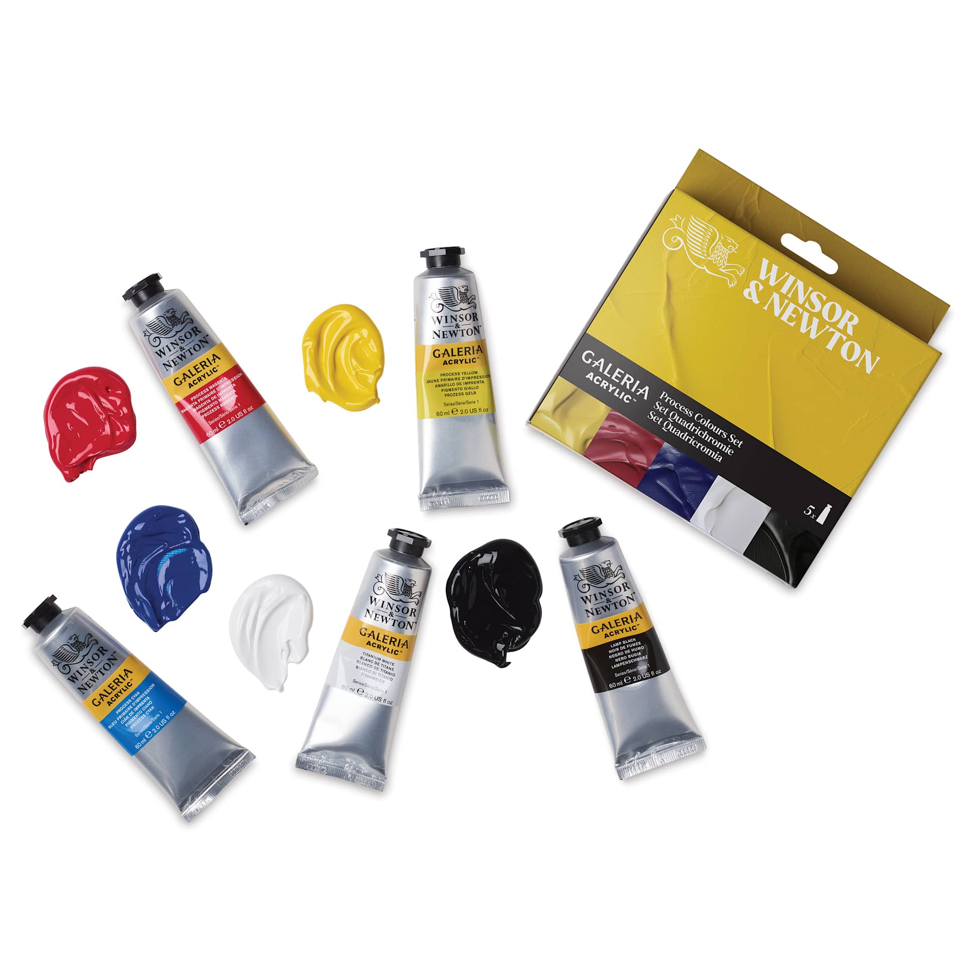 Winsor & Newton Galeria Acrylics - Set of 5, Process Colors, 60 ml tubes