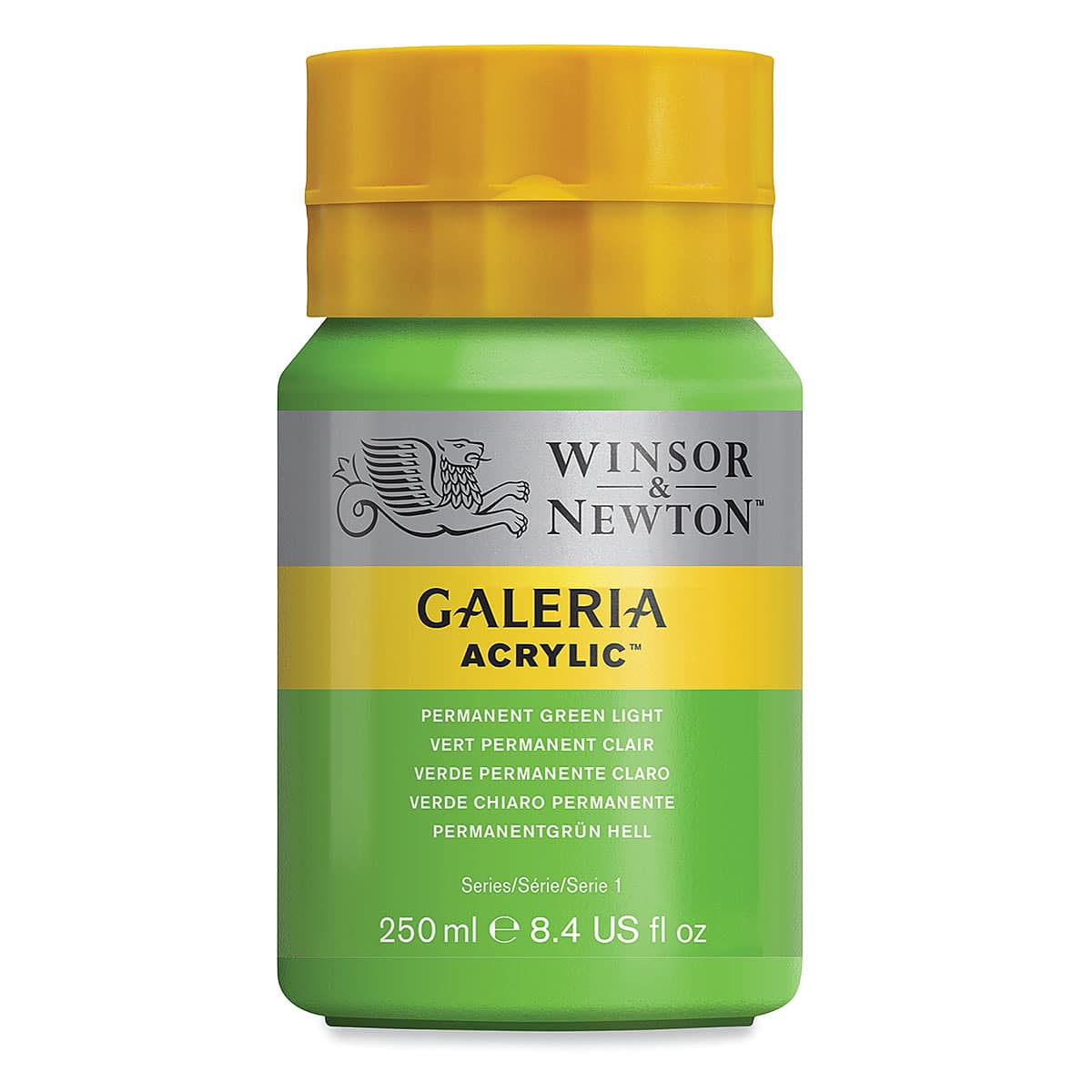 Winsor & Newton Galeria Flow Acrylics - Permanent Green Light, 250 ml tube