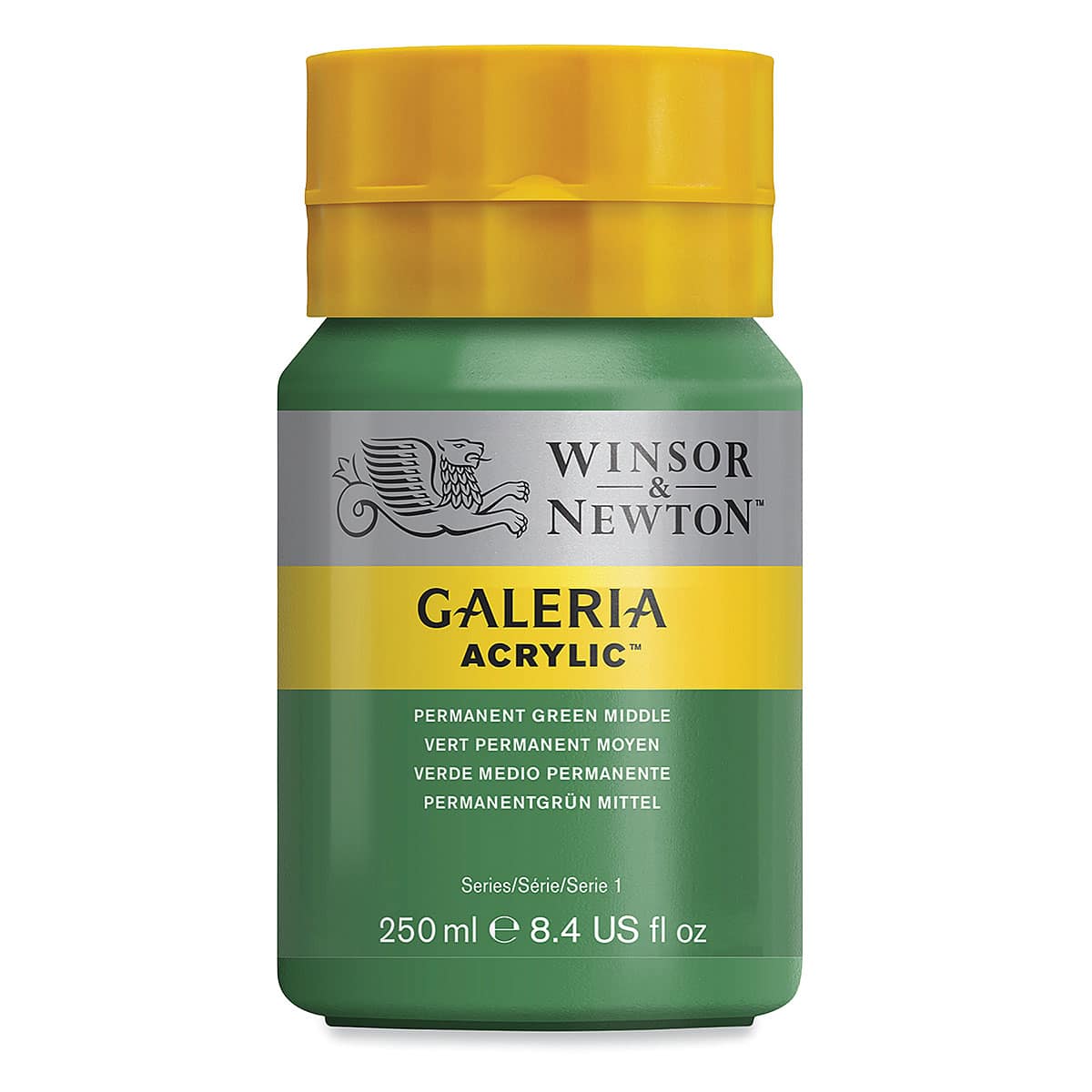 Winsor & Newton Galeria Flow Acrylics - Permanent Green Middle, 250 ml tube