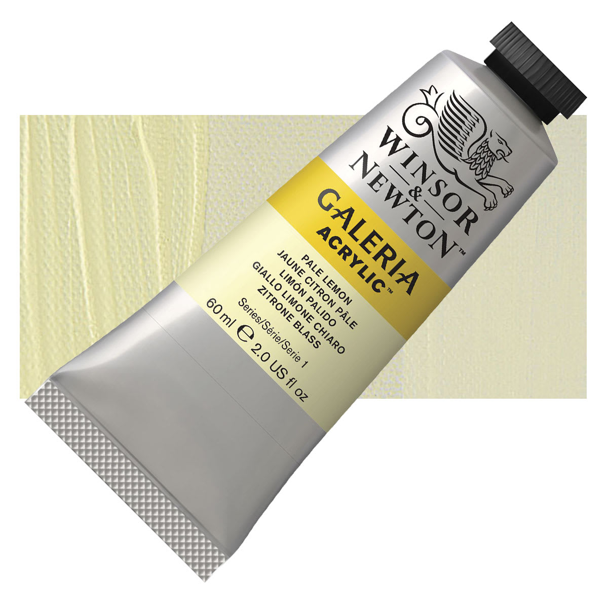 Winsor & Newton Galeria Flow Acrylic - Pale Lemon, 60 ml tube and swatch