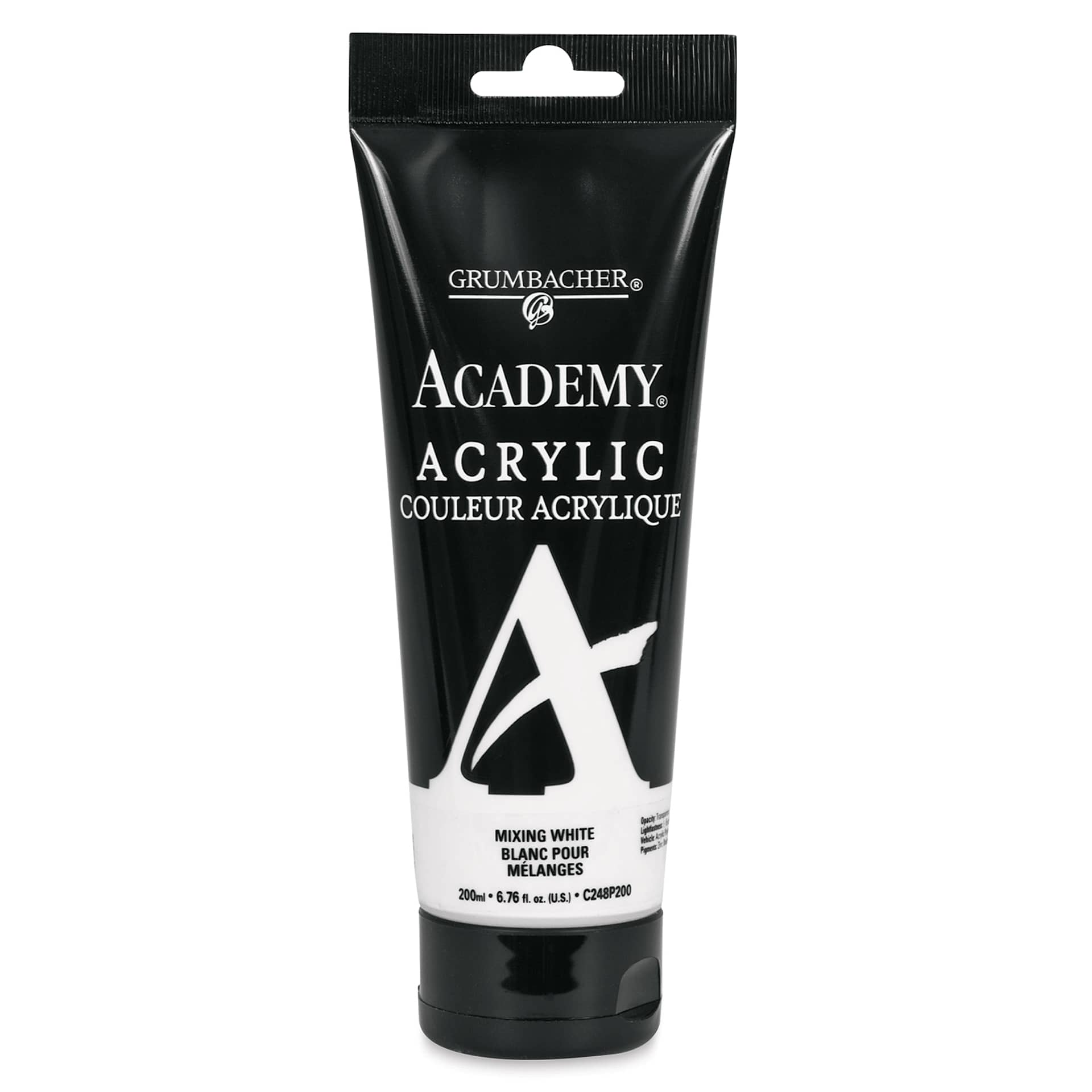 Grumbacher Academy Acrylic - Mixing White, 200 ml tube