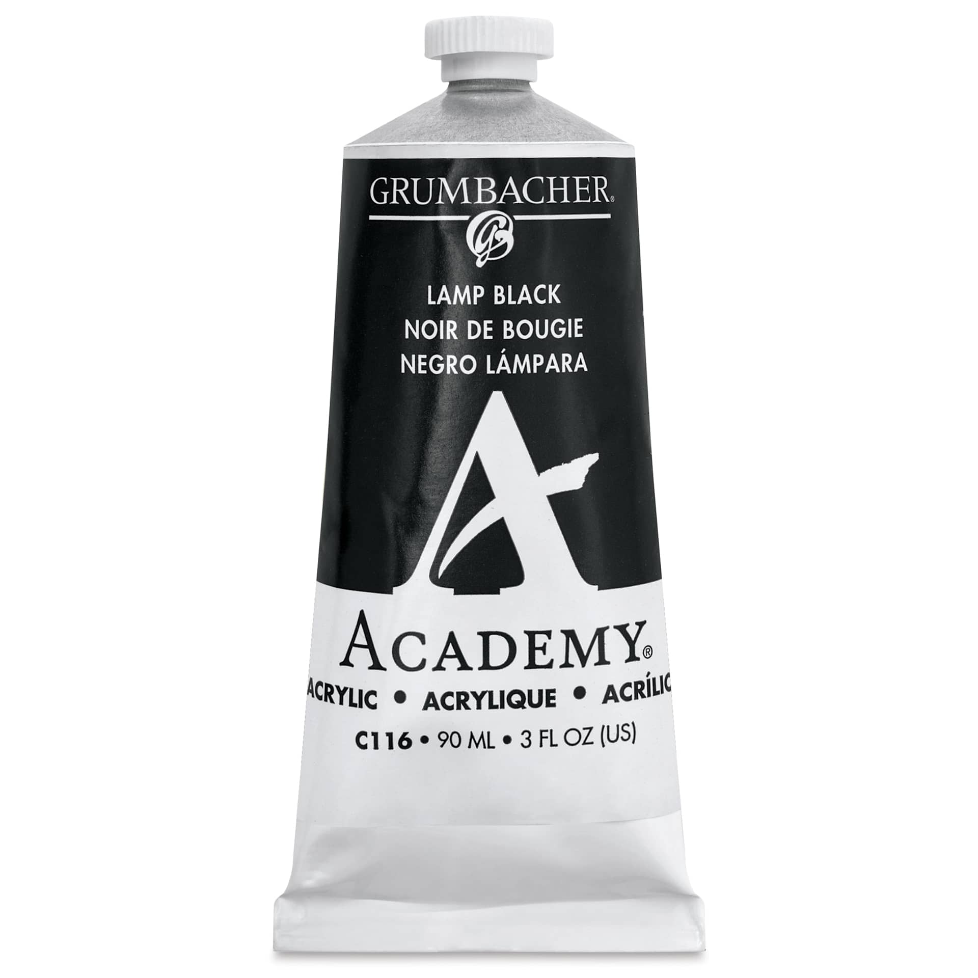 Grumbacher Academy Acrylic - Lamp Black, 90 ml tube