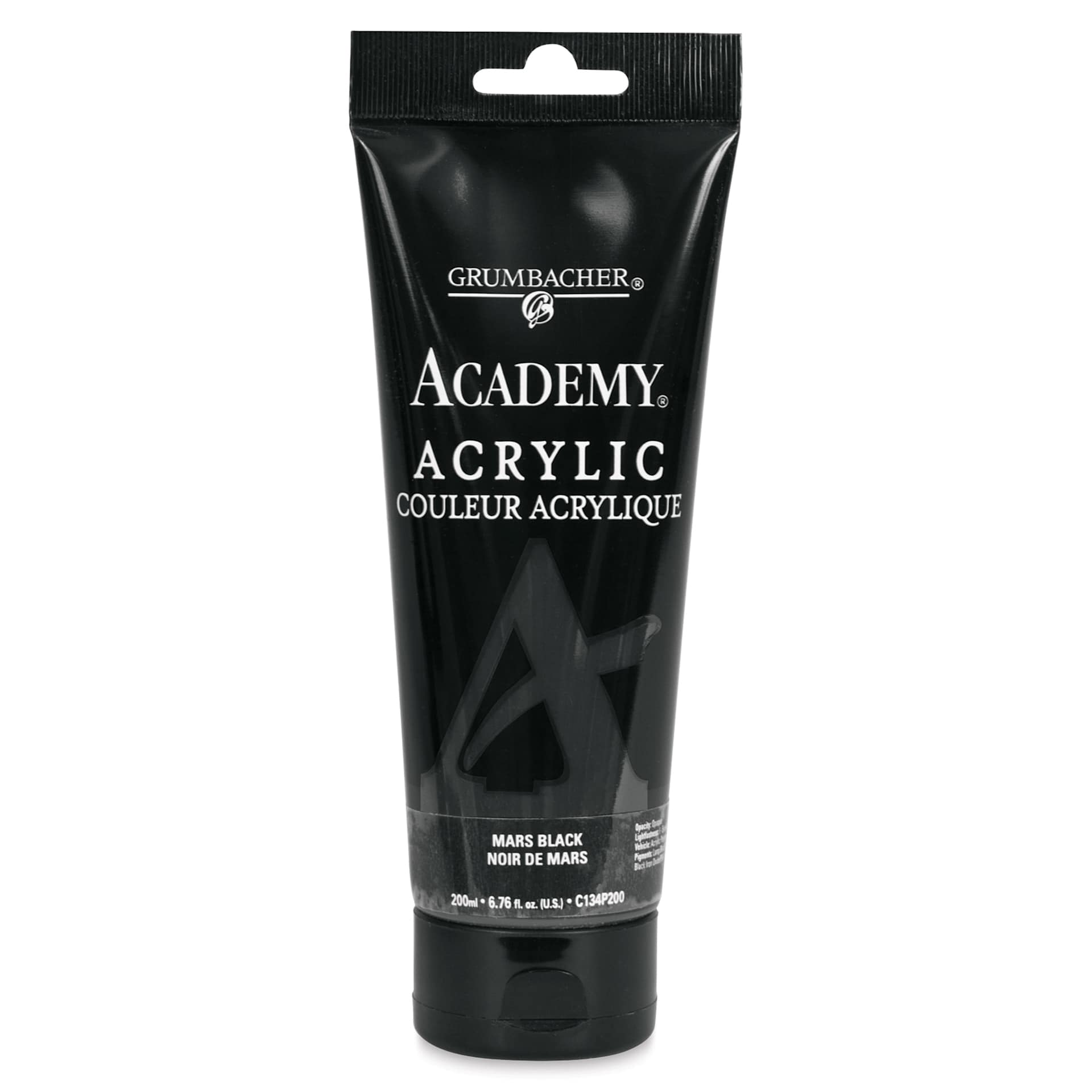 Grumbacher Academy Acrylic - Mars Black, 200 ml tube