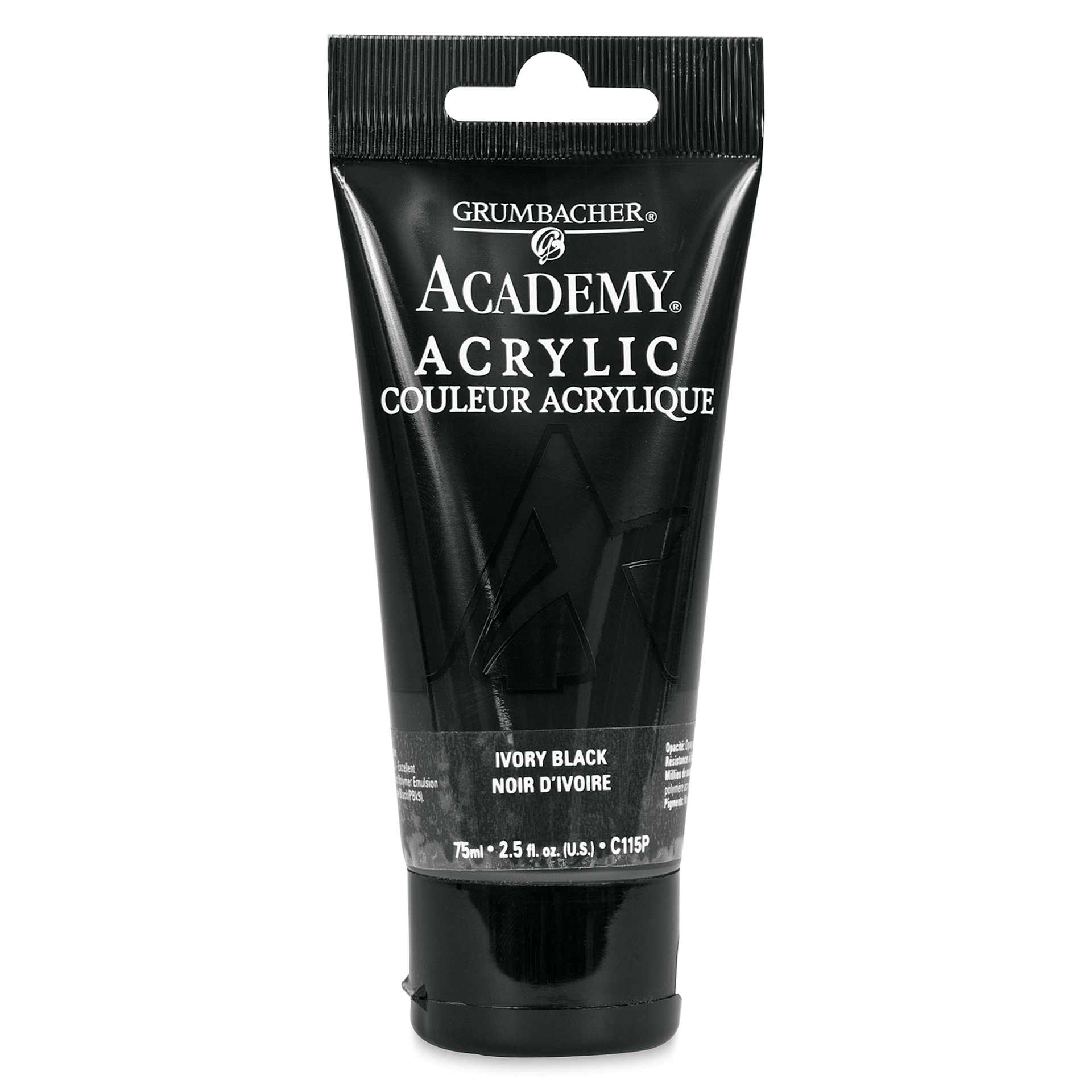 Grumbacher Academy Acrylic - Ivory Black, 75 ml tube